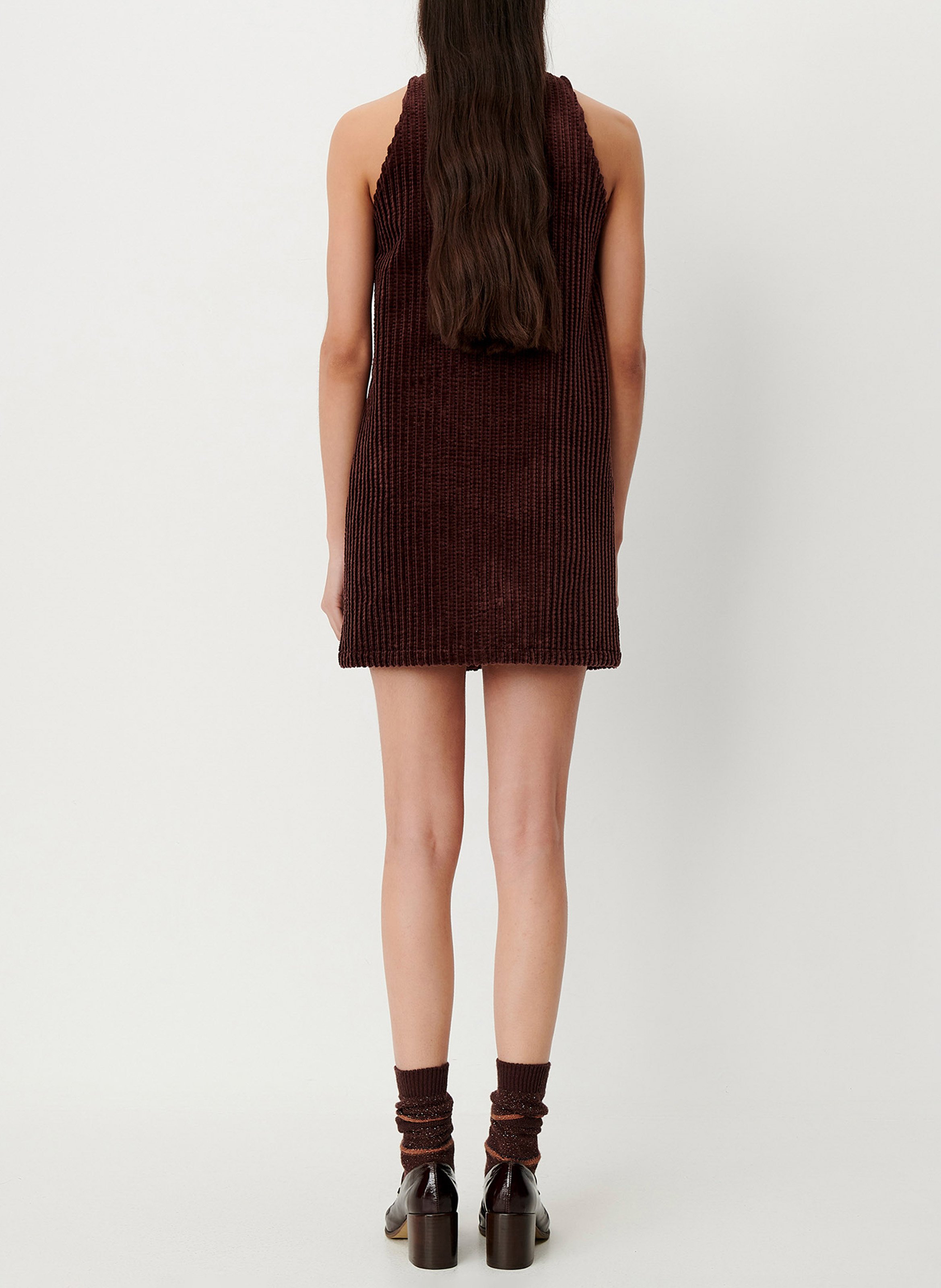 Robe courte sans manches en velours côtelé ondinette SESSUN Marron