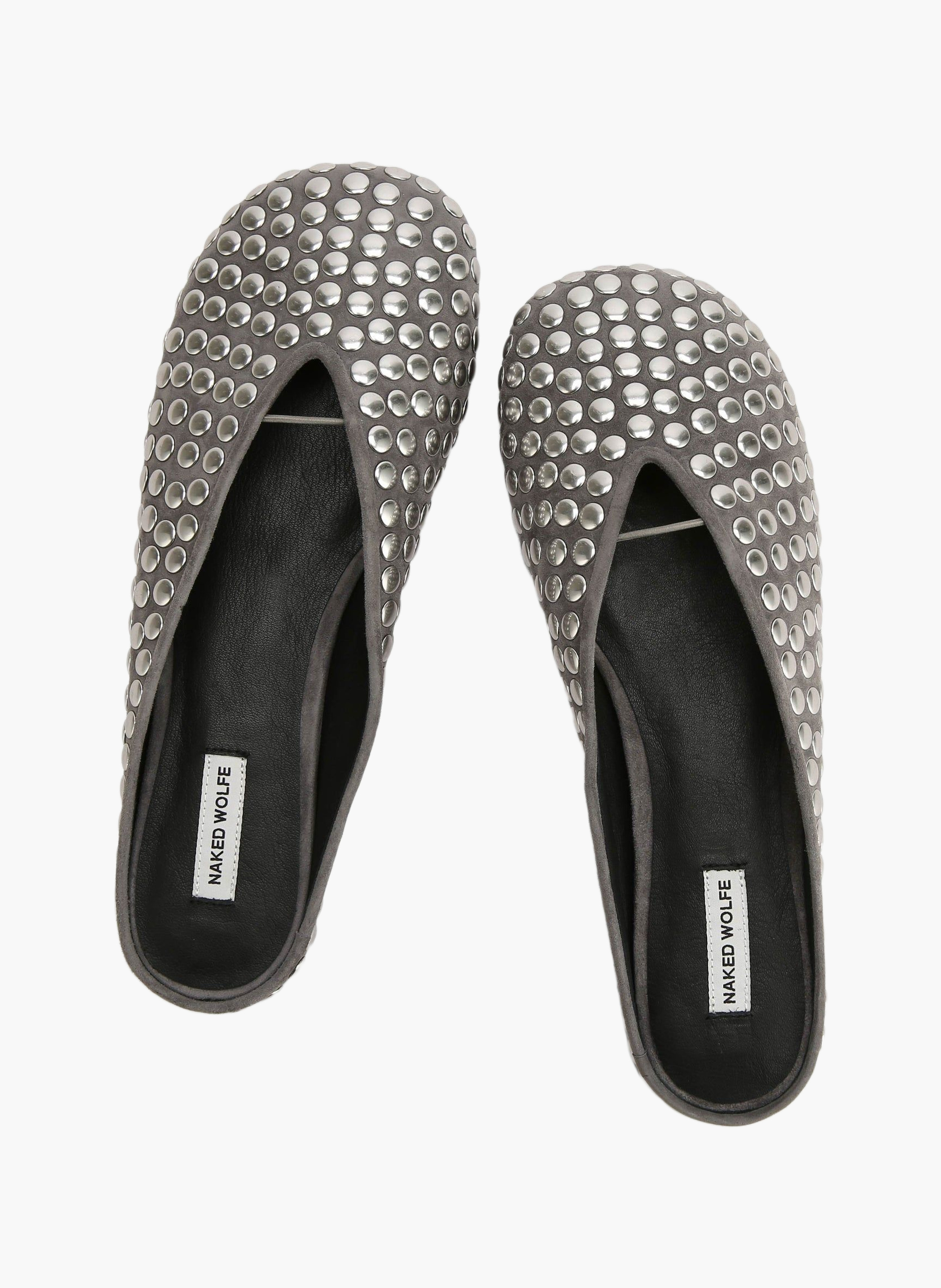 Pippa ballerina's van suède met studs NAKED WOLFE Grijs