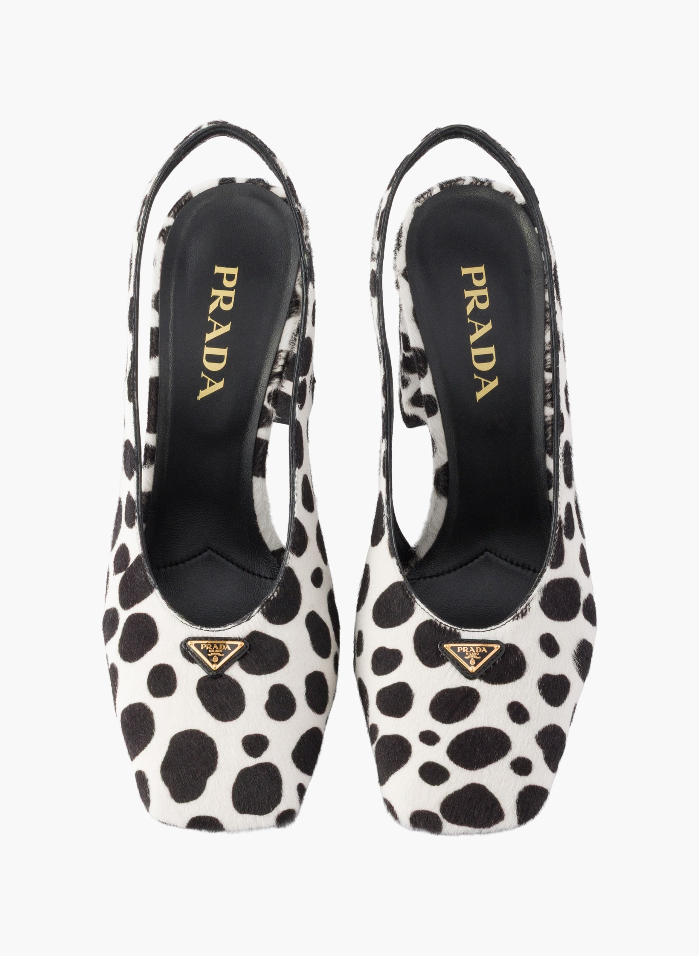 Escarpins à bride arrière en cuir de veau imprimé PRADA Blanc