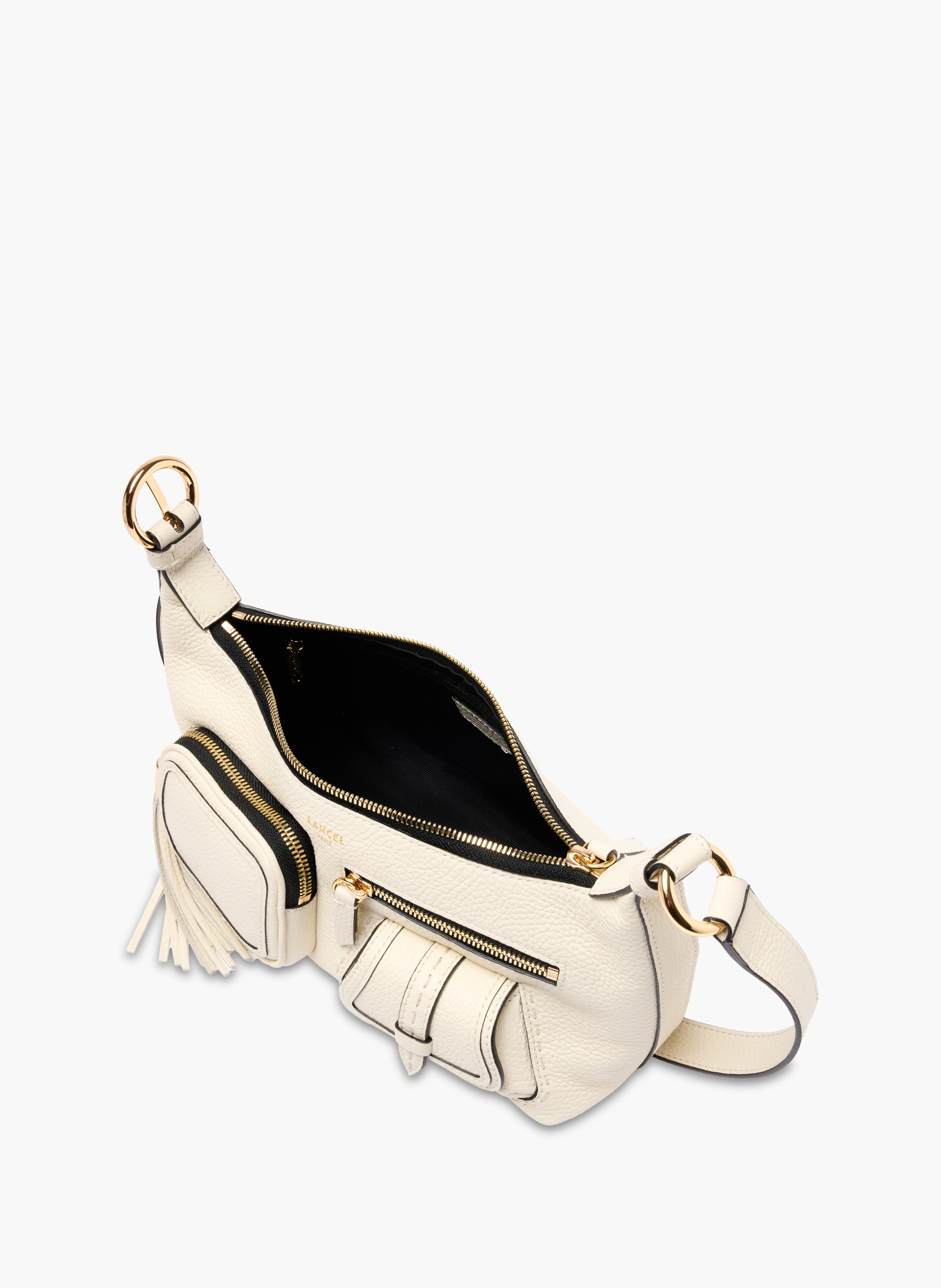 Sac porté croisé zippé multipoches s premier flirt de lancel en cuir LANCEL Blanc