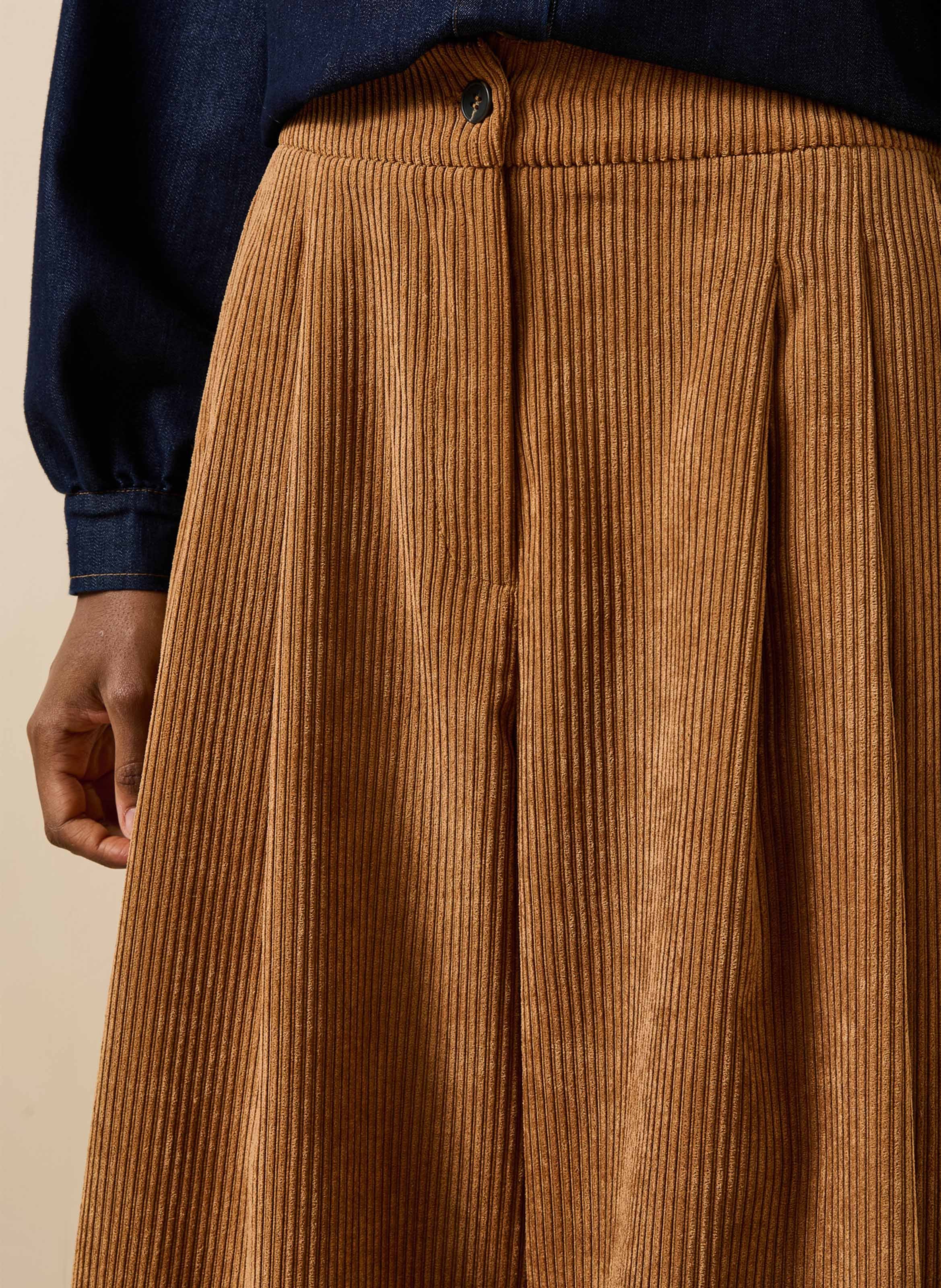 Wijde ribfluwelen broek LA FEE MARABOUTEE Bruin