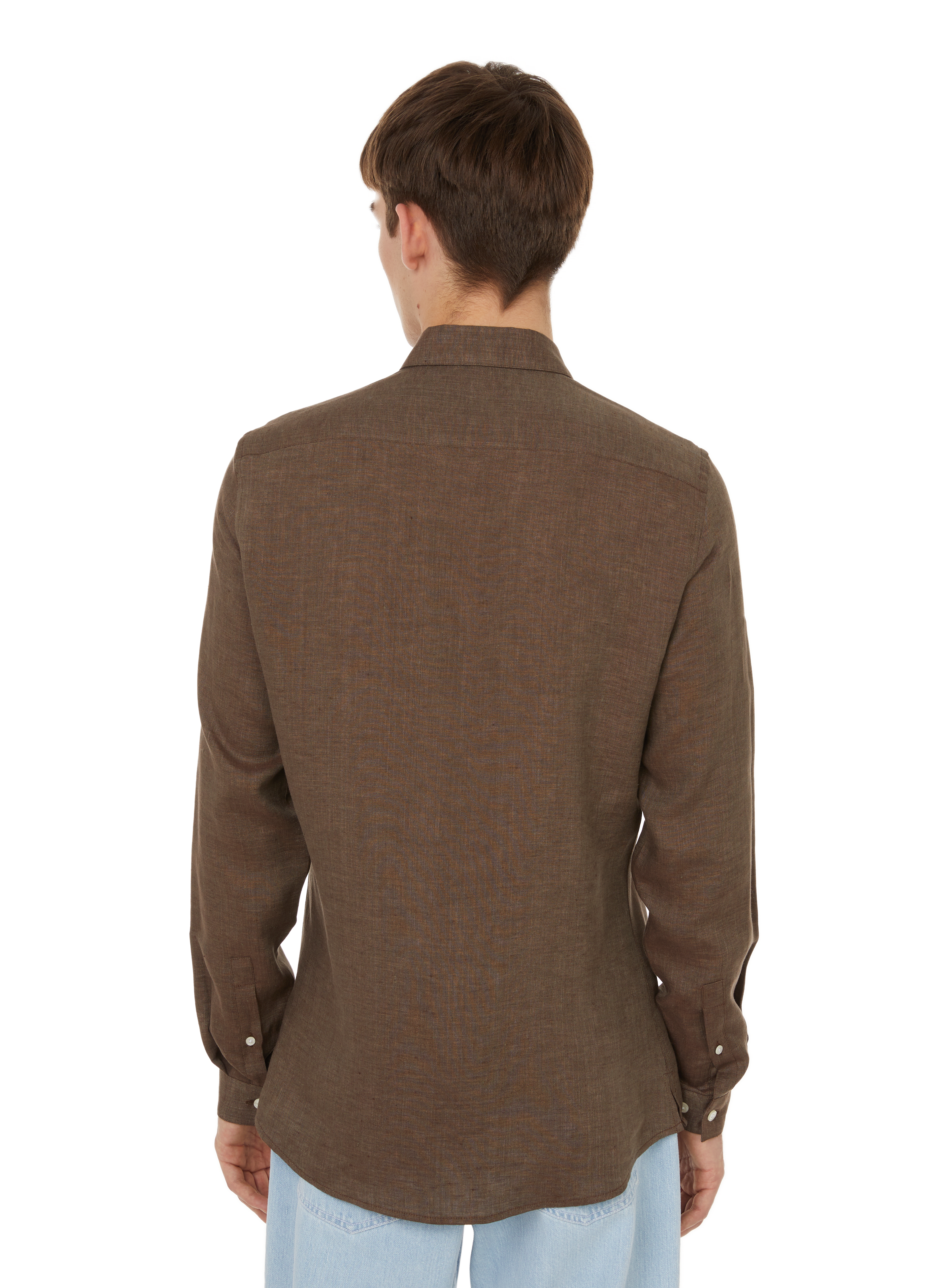 Chemise chinée en lin AU PRINTEMPS PARIS Marron