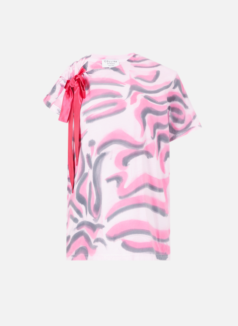 T-shirt imprimé avec noeud en coton organique PinkCOLLINA STRADA 