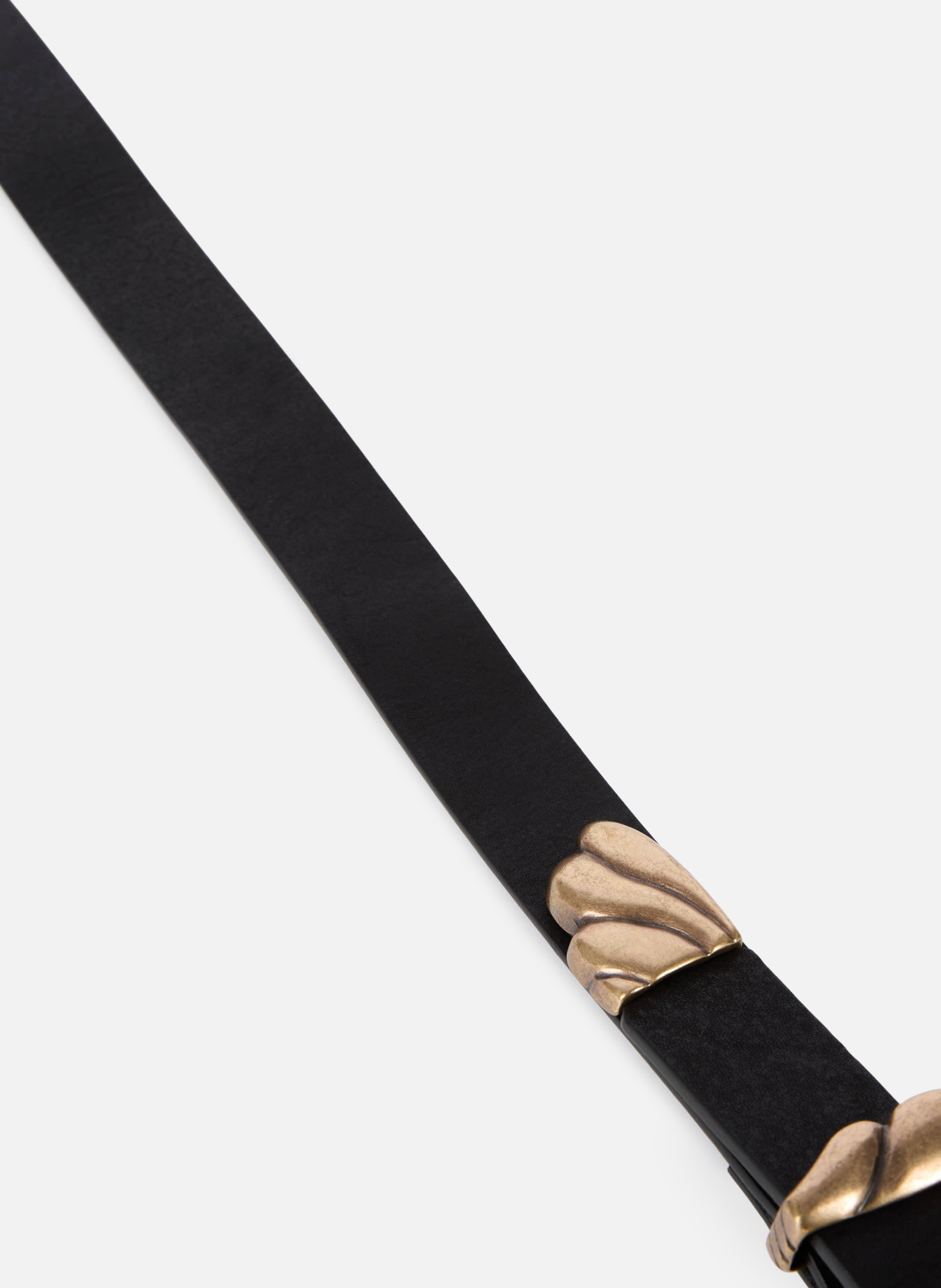 Ceinture fine à double boucle en cuir THE KOOPLES Noir