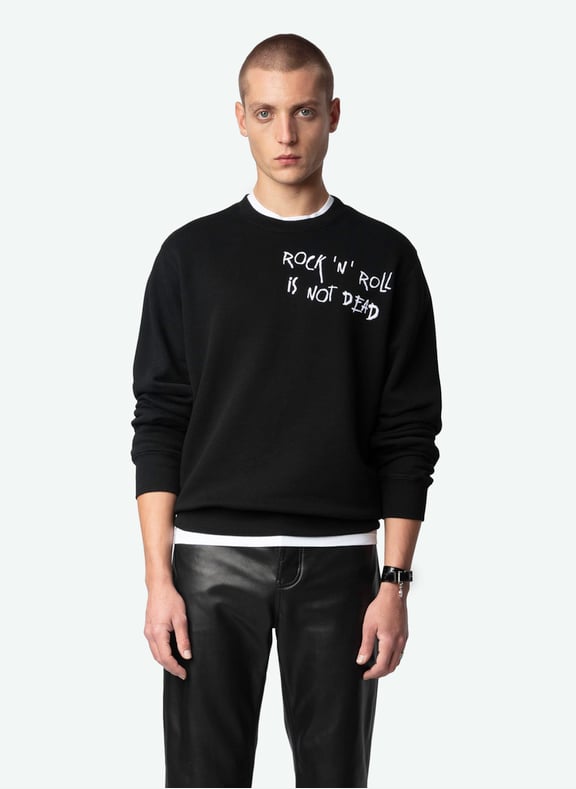 Sweat brodé en coton aime mo rock n roll Noir by ZADIG&VOLTAIRE ZADIG&VOLTAIRE Sweat brodé en coton aime mo rock n roll Noir