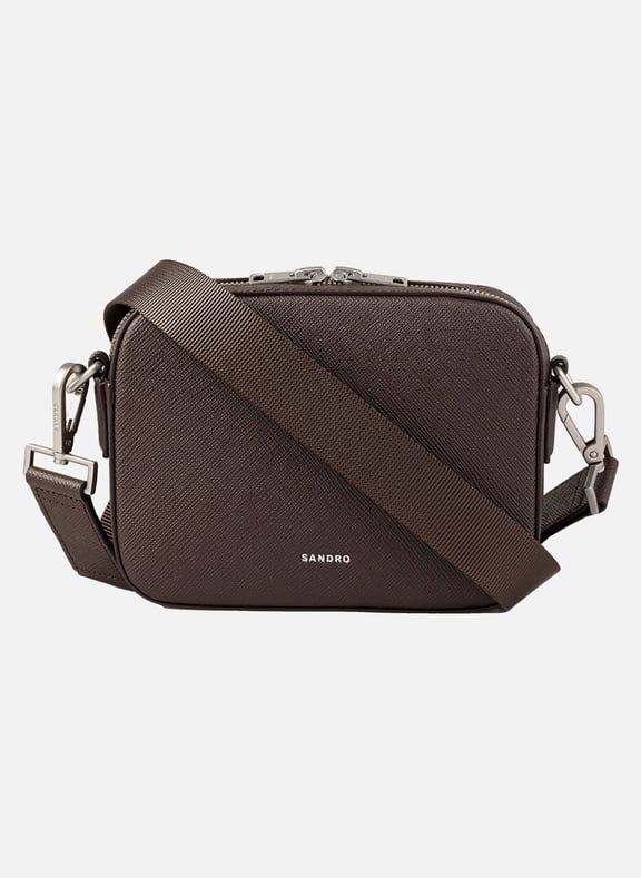 Sac bandoulière en cuir recyclé minibag hook Marron by SANDRO SANDRO Sac bandoulière en cuir recyclé minibag hook Marron