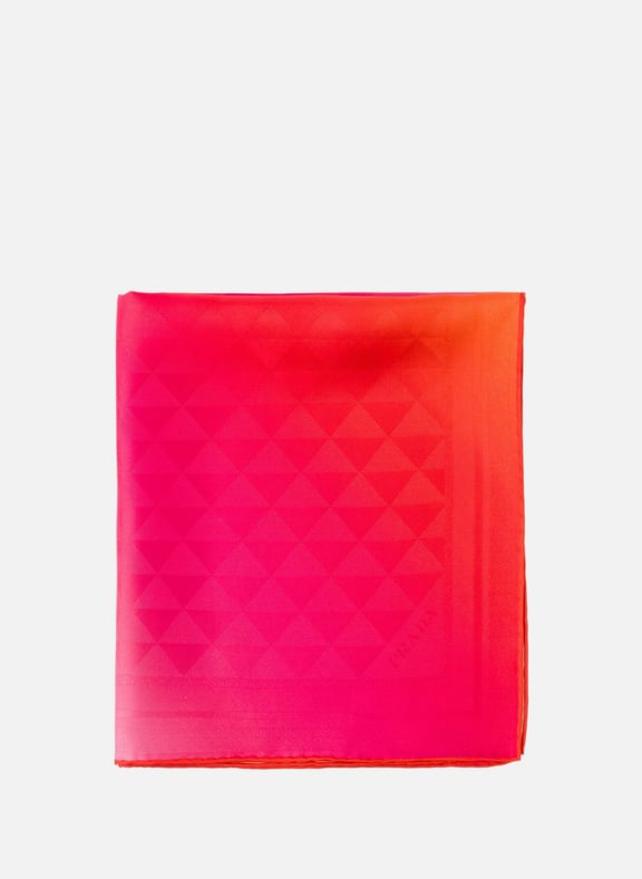 Foulard en sergé de soie imprimé 55x55 Rose by PRADA PRADA Foulard en sergé de soie imprimé 55x55 Rose