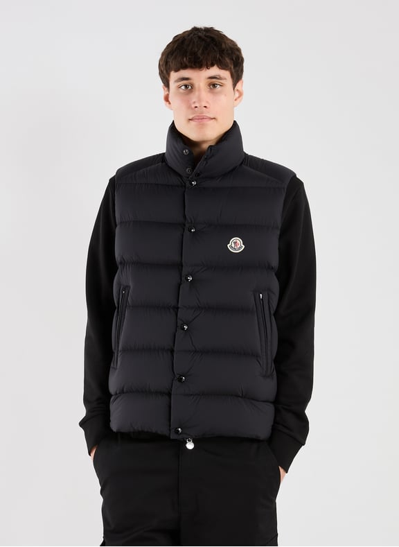 Leather gilet Black by MONCLER MONCLER Leather gilet Black