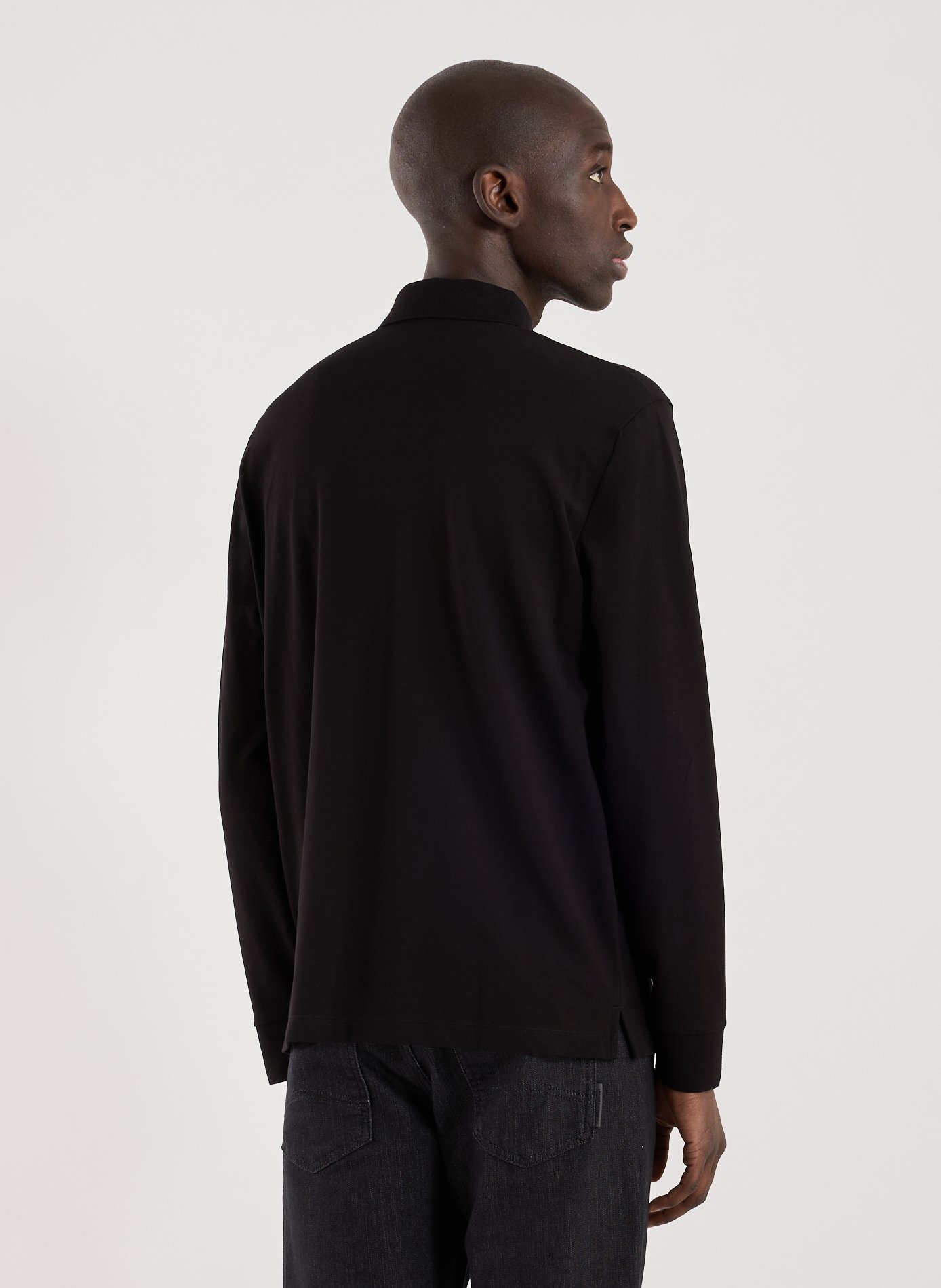 Long-sleeve cotton blend polo shirt ARMANI EXCHANGE Black