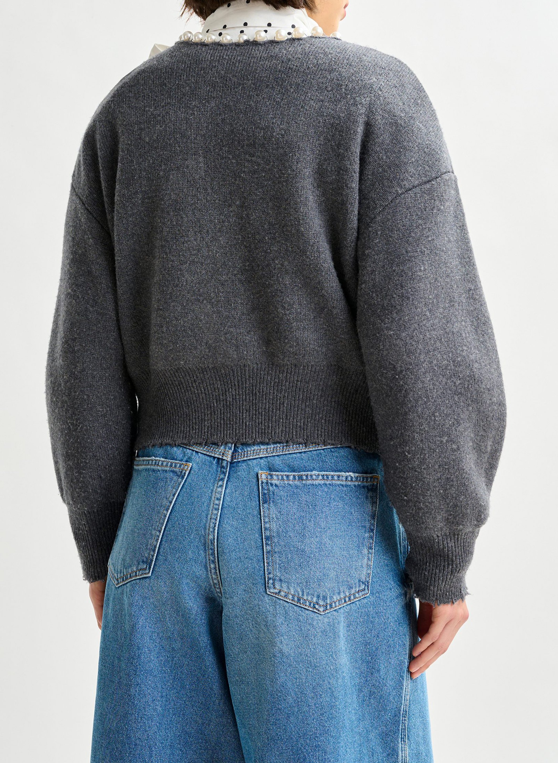 Cardigan droit à perles Ideas ESSENTIEL ANTWERP Gris