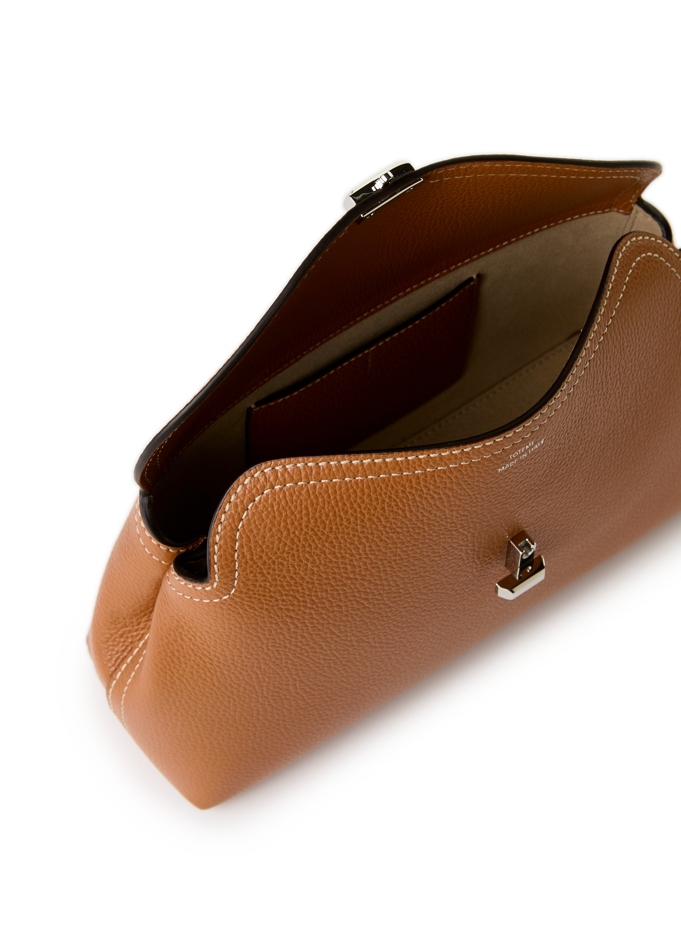 Leather T-lock clutch TOTEME Brown