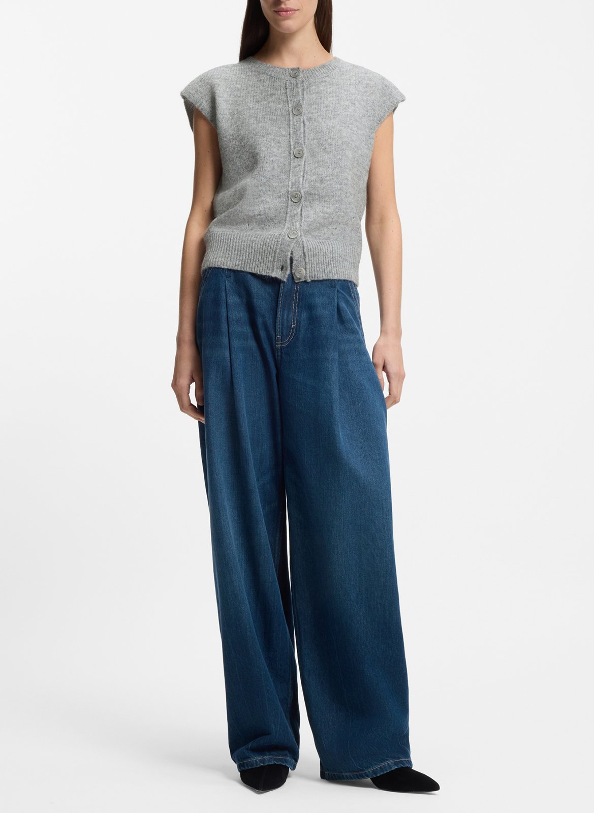 Cardigan sans manches chiné BOSS Argent