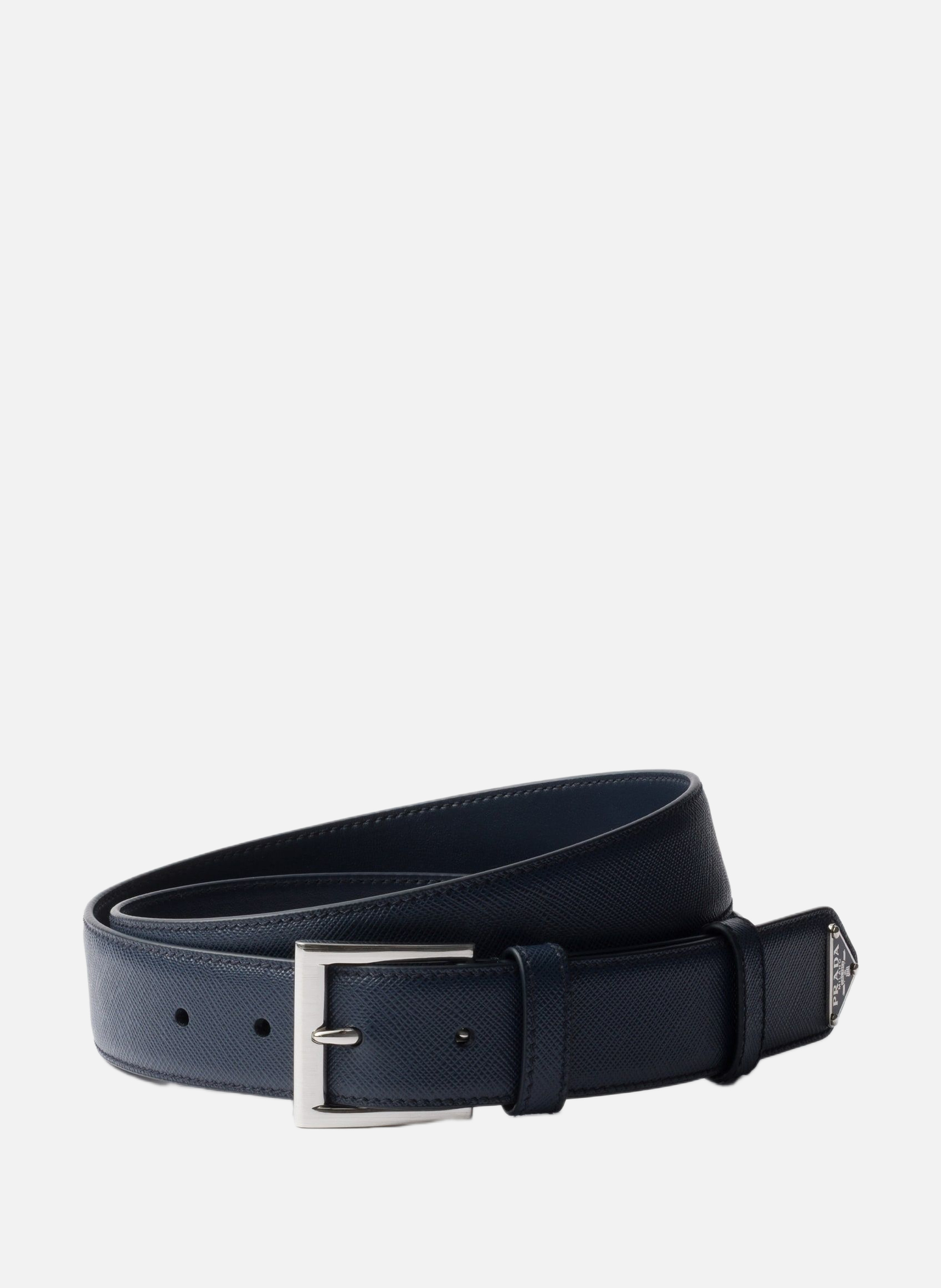 Ceinture en cuir saffiano PRADA Bleu