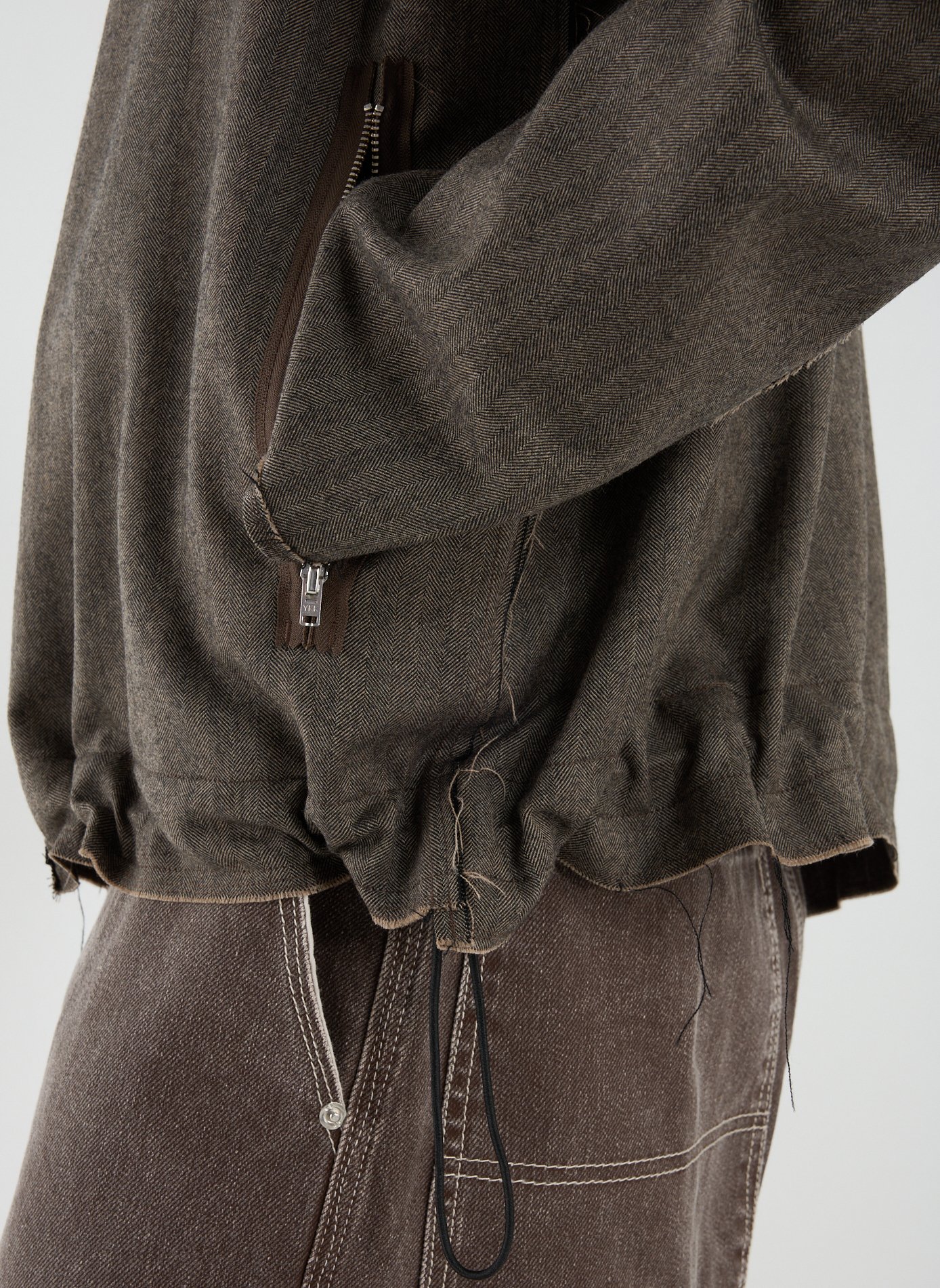 Veste effilochée à col montant en laine vierge CAMIEL FORTGENS Gris