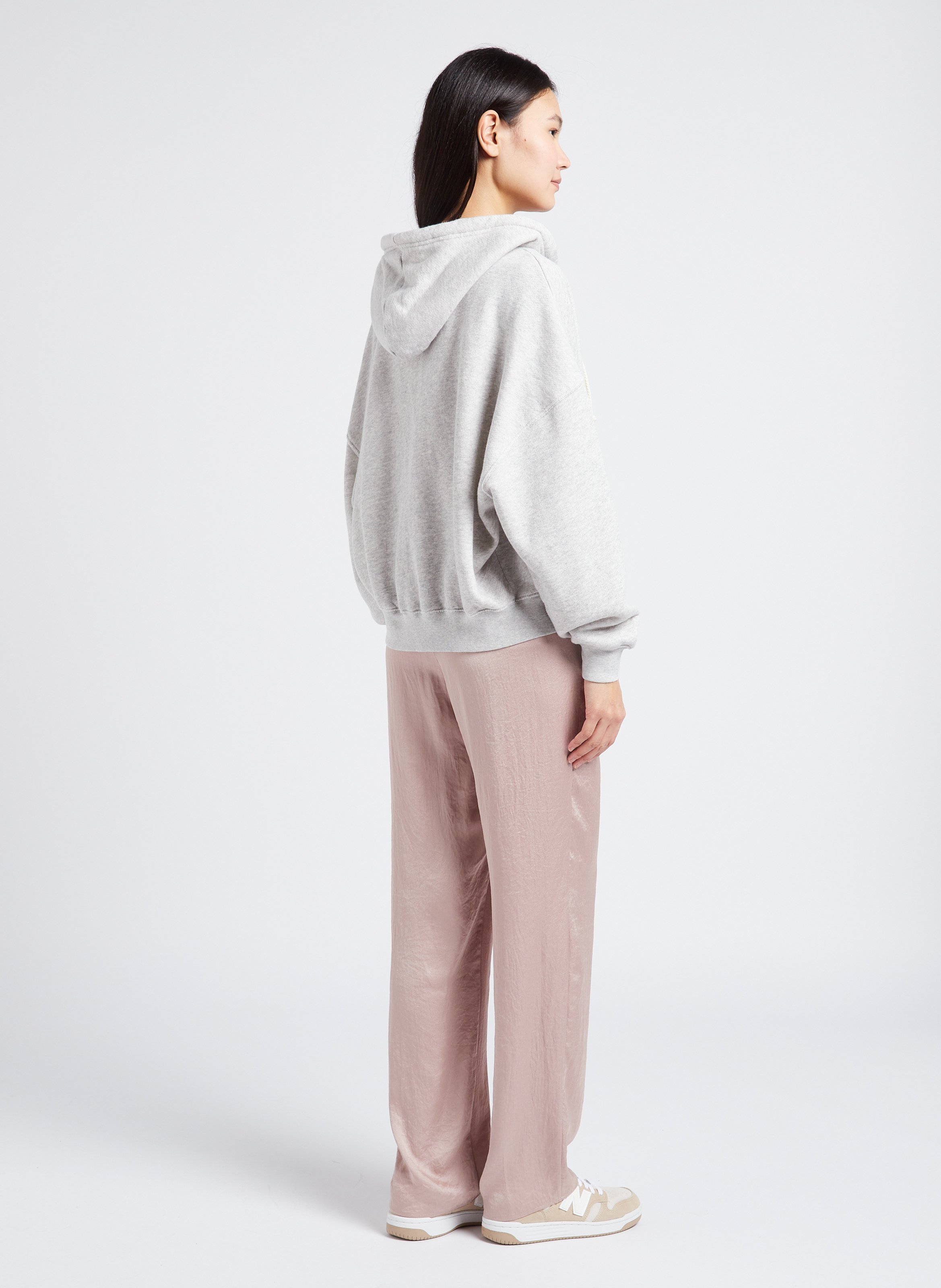 Sweat à capuche zippé et sérigraphié en coton bio kodytown AMERICAN VINTAGE Gris