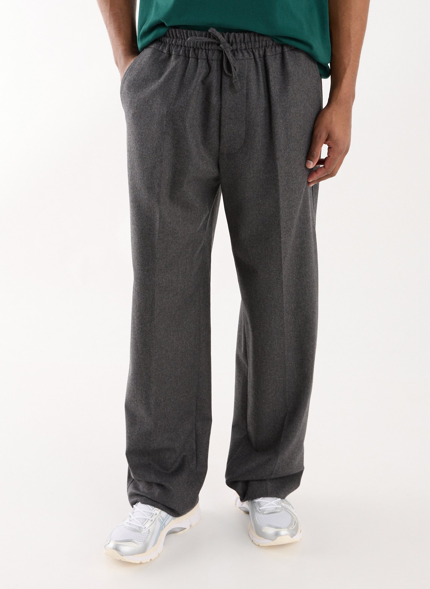 Pantalon droit en laine vierge mélangée DROLE DE MONSIEUR Gris