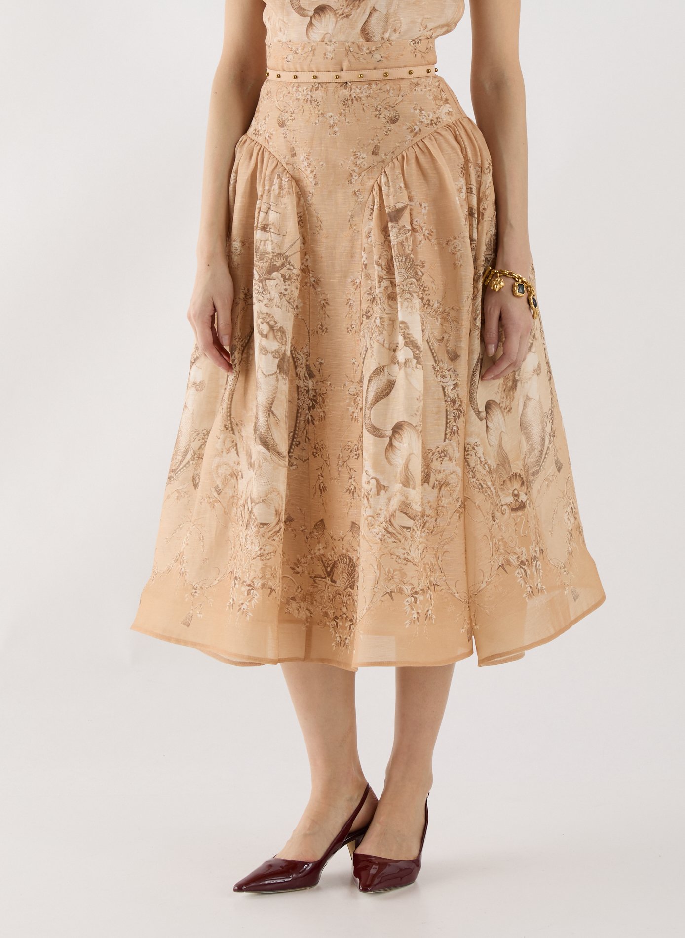 Midi skirt with linen and silk pattern ZIMMERMANN Multicolour