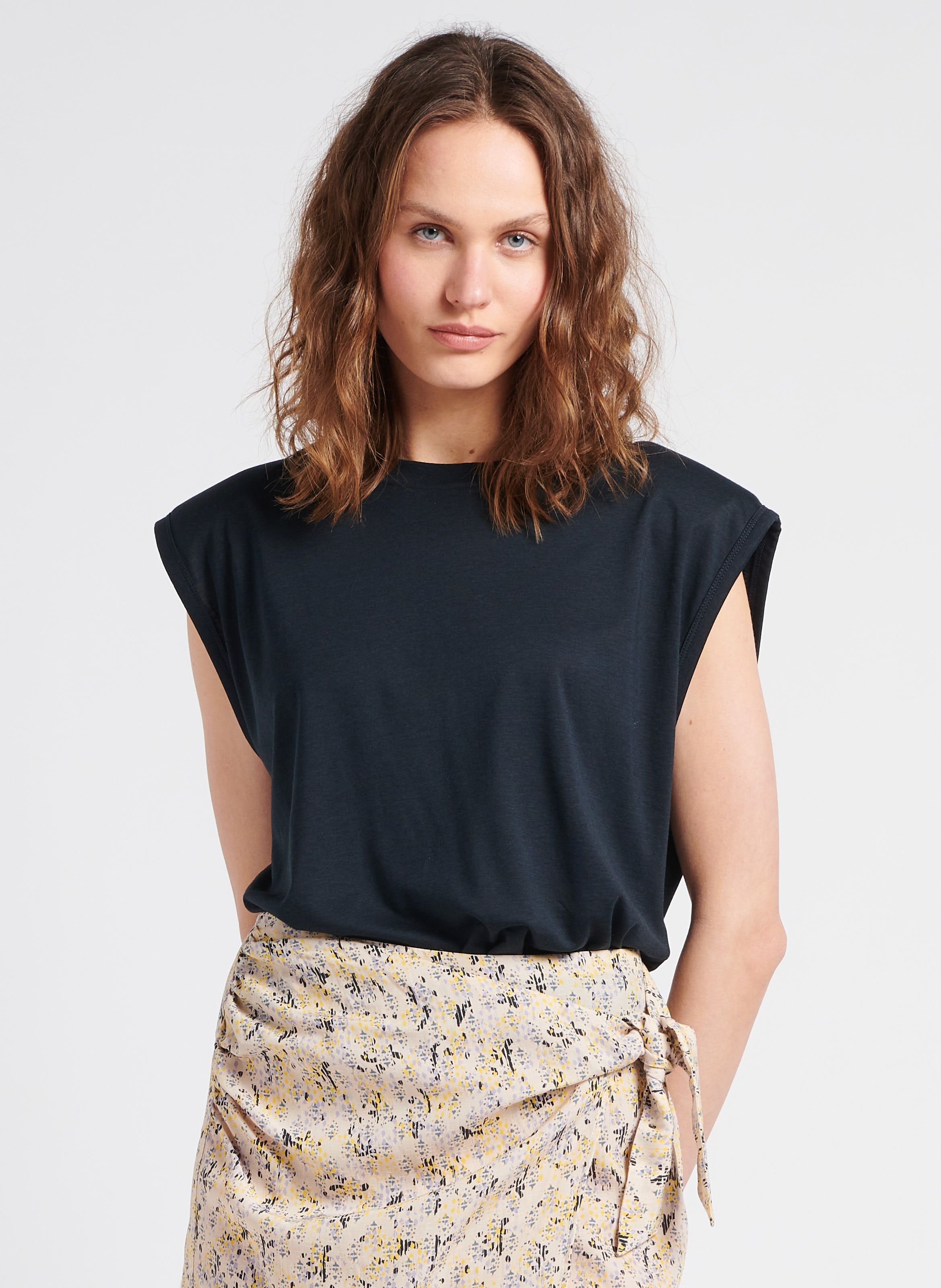 Tee-shirt ample col rond à épaulettes dee SESSUN Noir