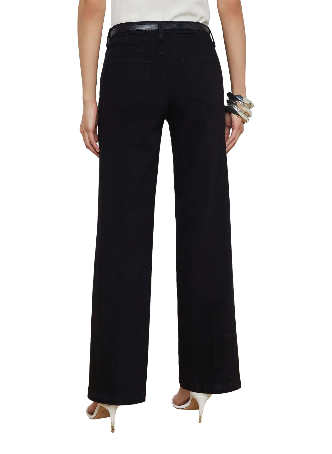 Jean ample en coton mélangé L'AGENCE Noir