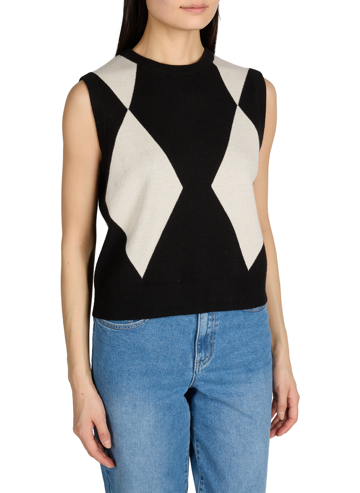 Sleeveless checked vest VILA Black