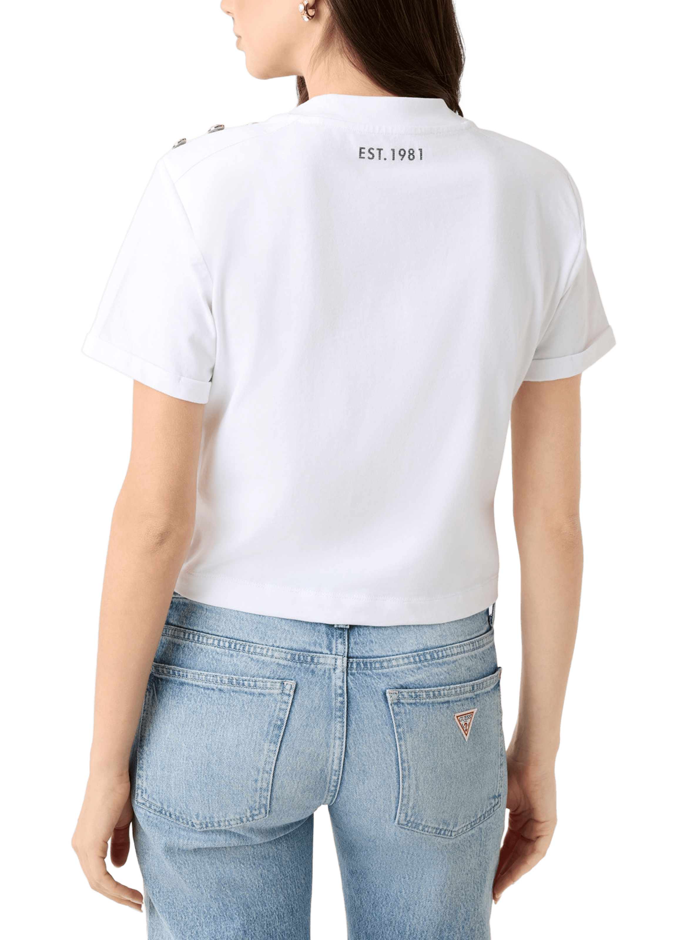 T-shirt imprimé en coton GUESS Blanc