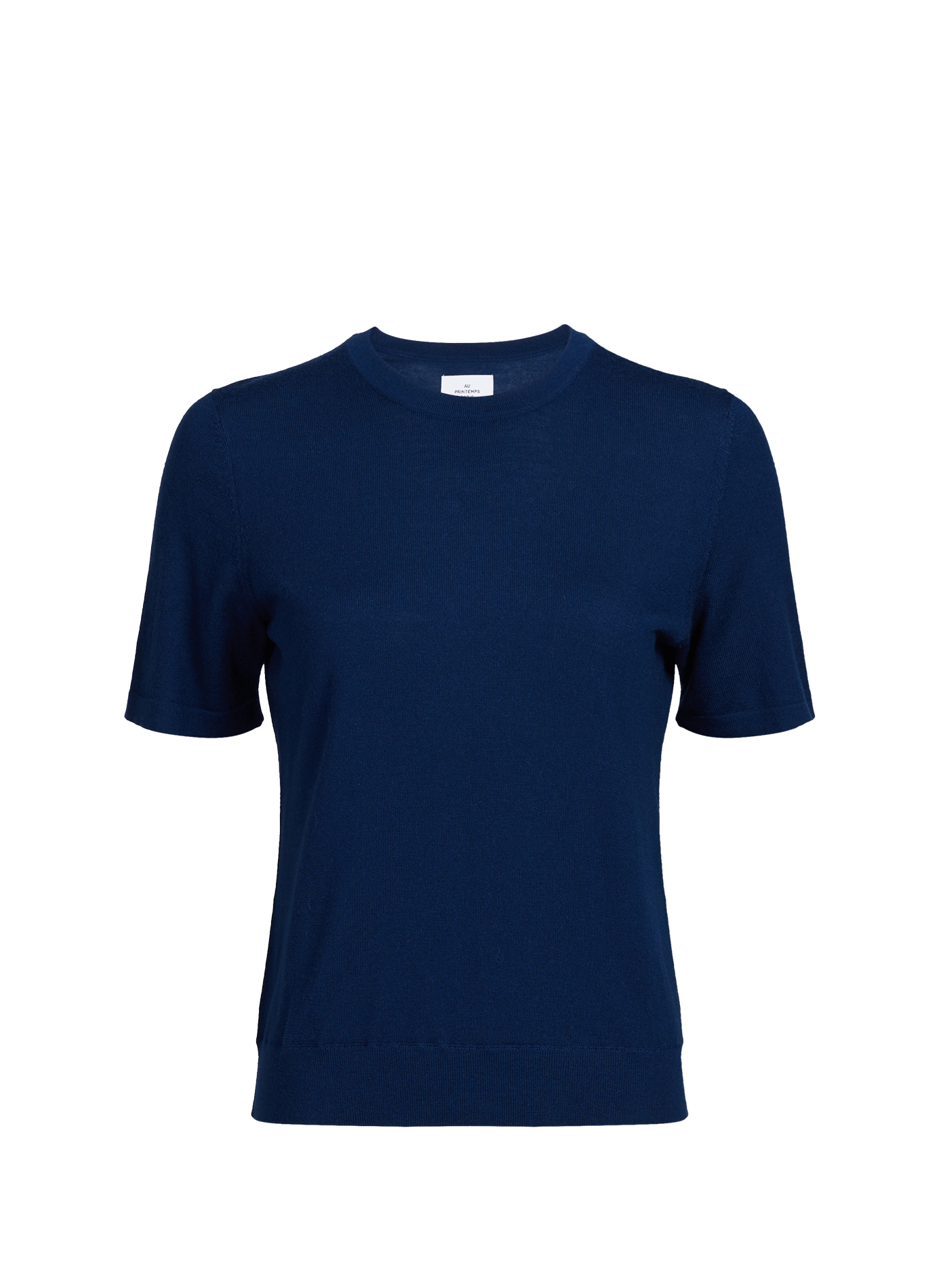 Pull col rond en laine mérinos AU PRINTEMPS PARIS Bleu