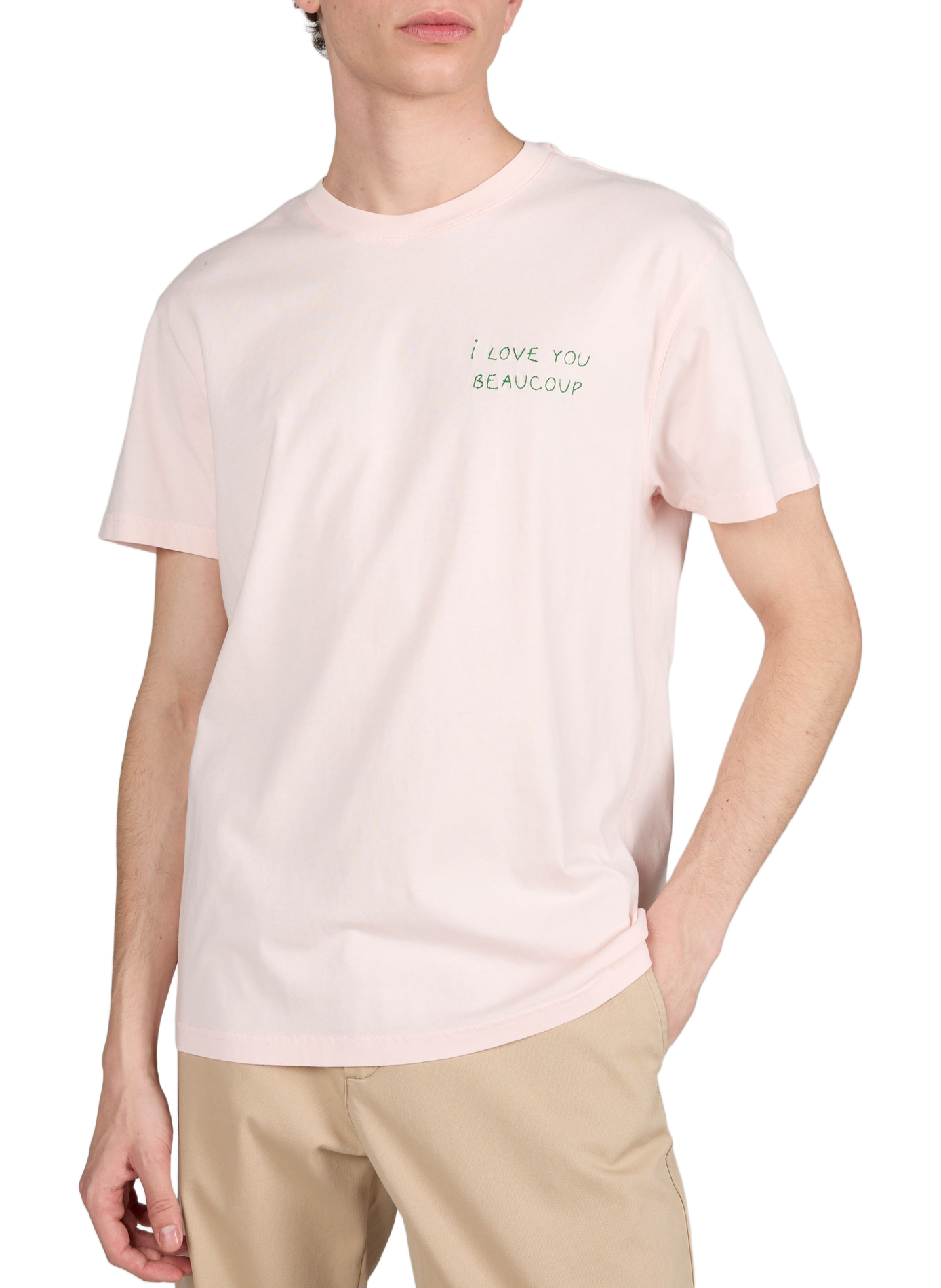 T-shirt Popincourt embroidered in organic cotton MAISON LABICHE Pink