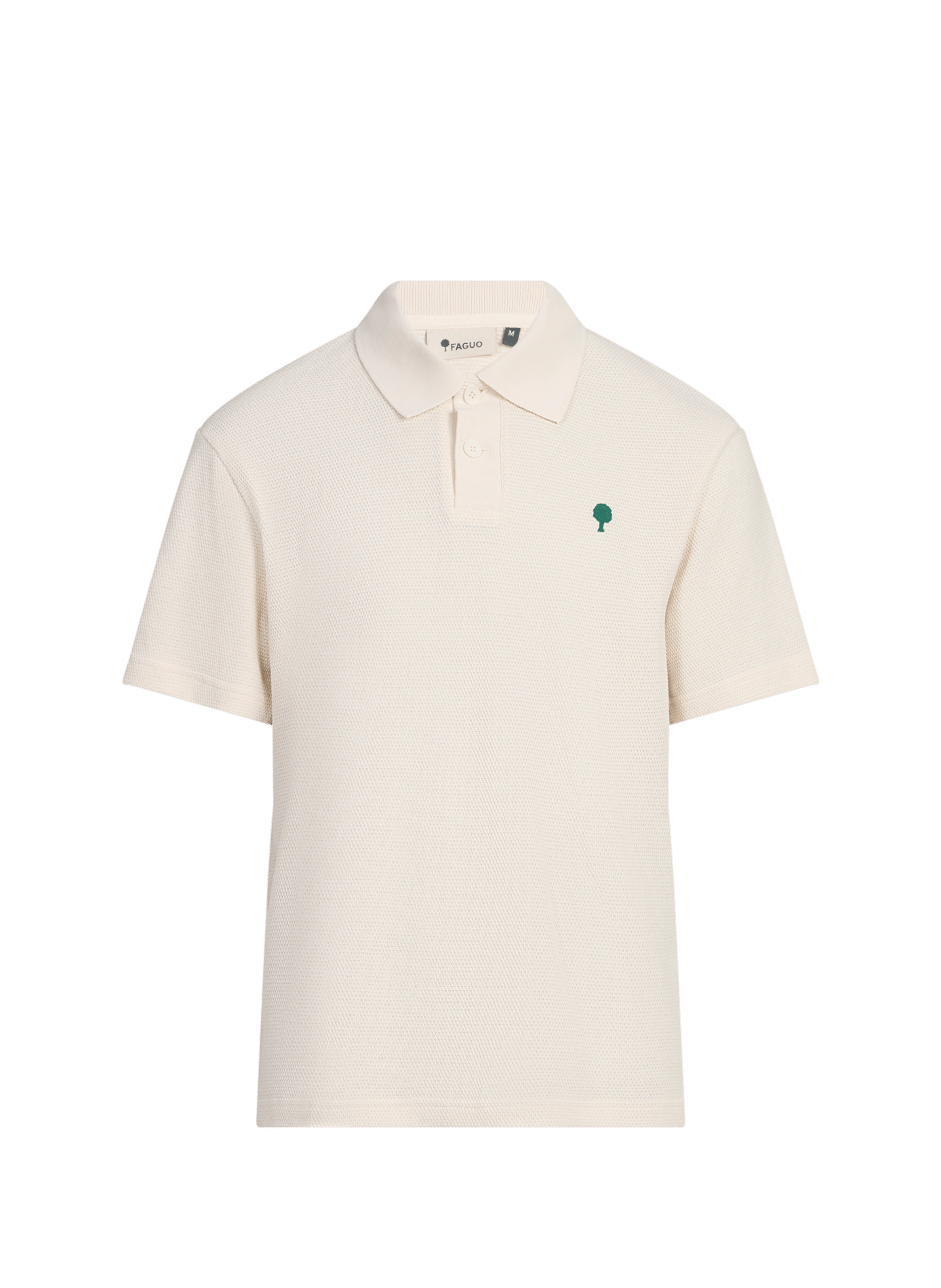 Short-sleeved textured cotton piqué polo FAGUO Beige