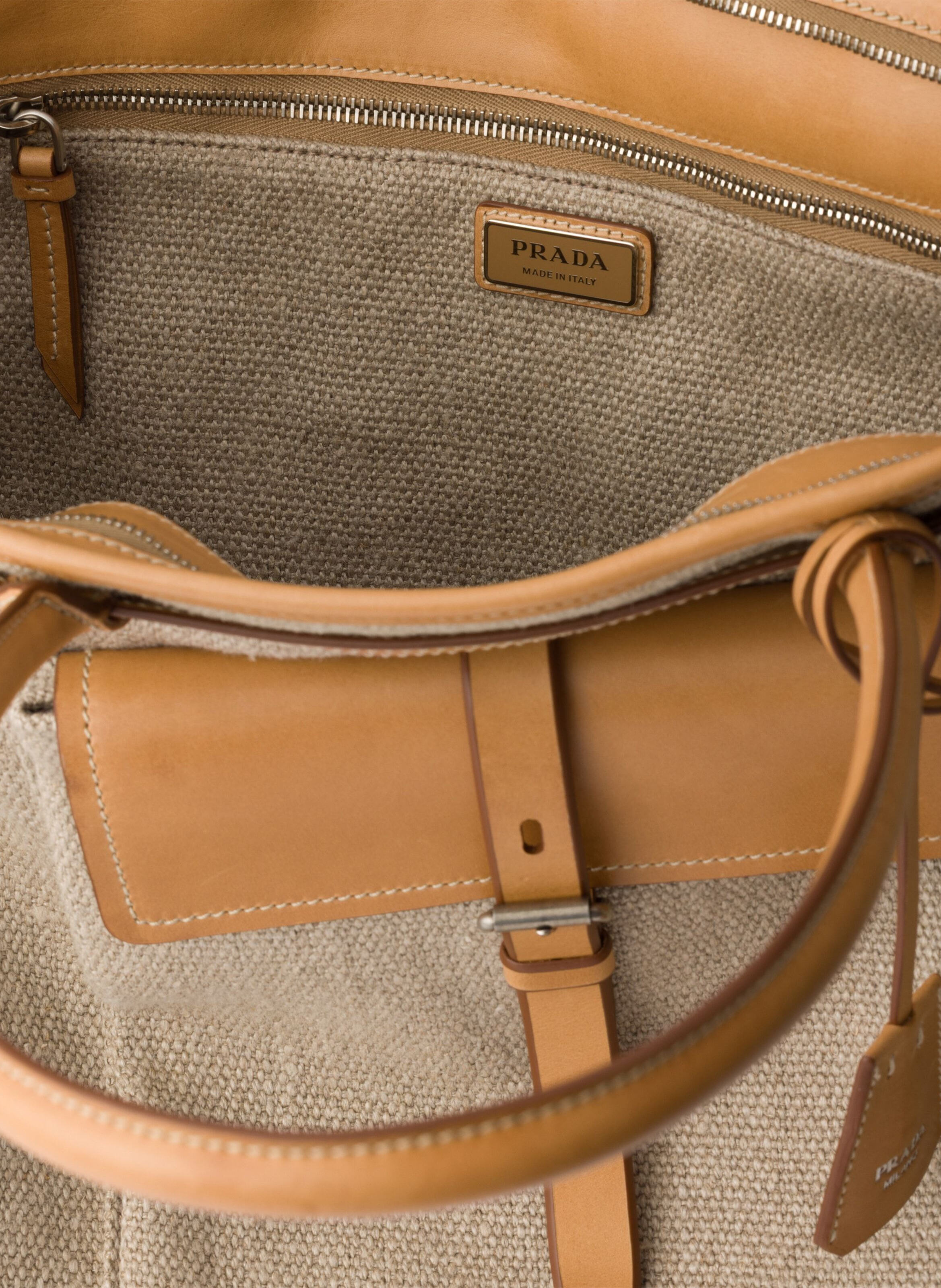 Cabas prada bonnie en lin et cuir PRADA Beige