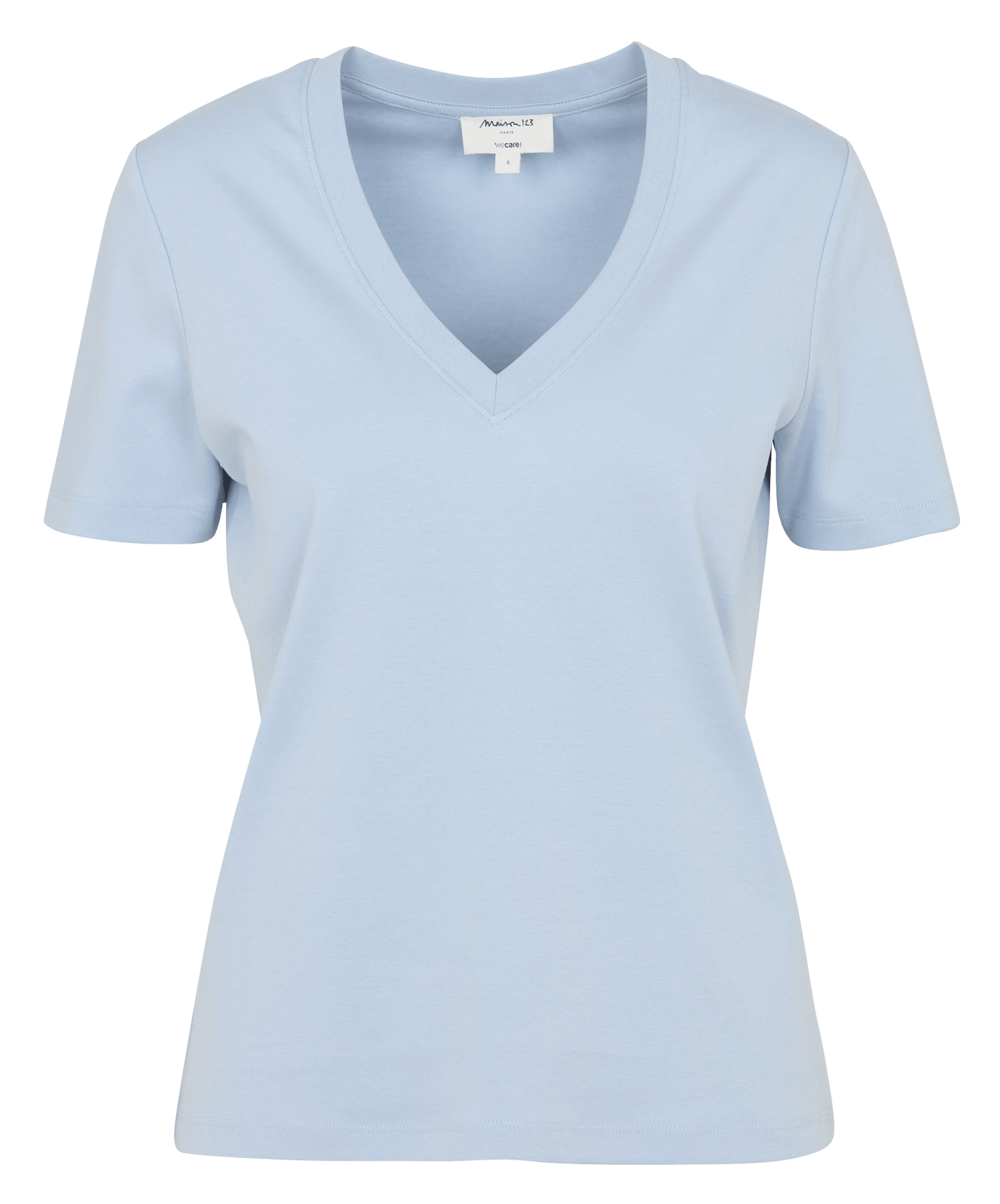 Tee-shirt droit col v en coton dana MAISON 123 Bleu