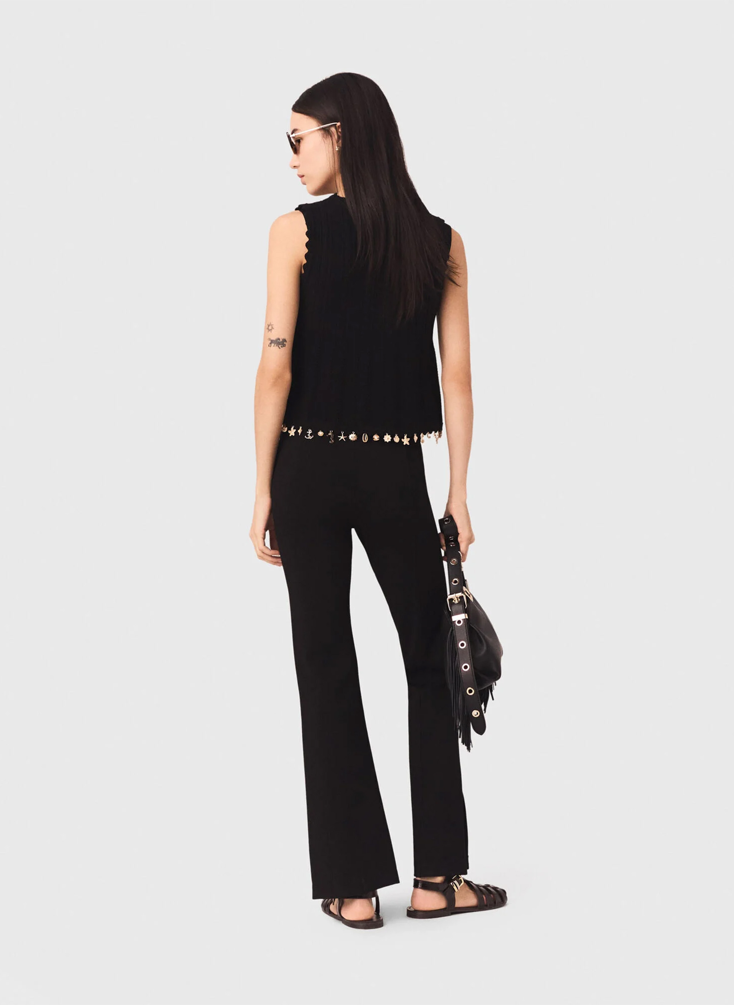 Pantalon flare stretch MAJE Noir