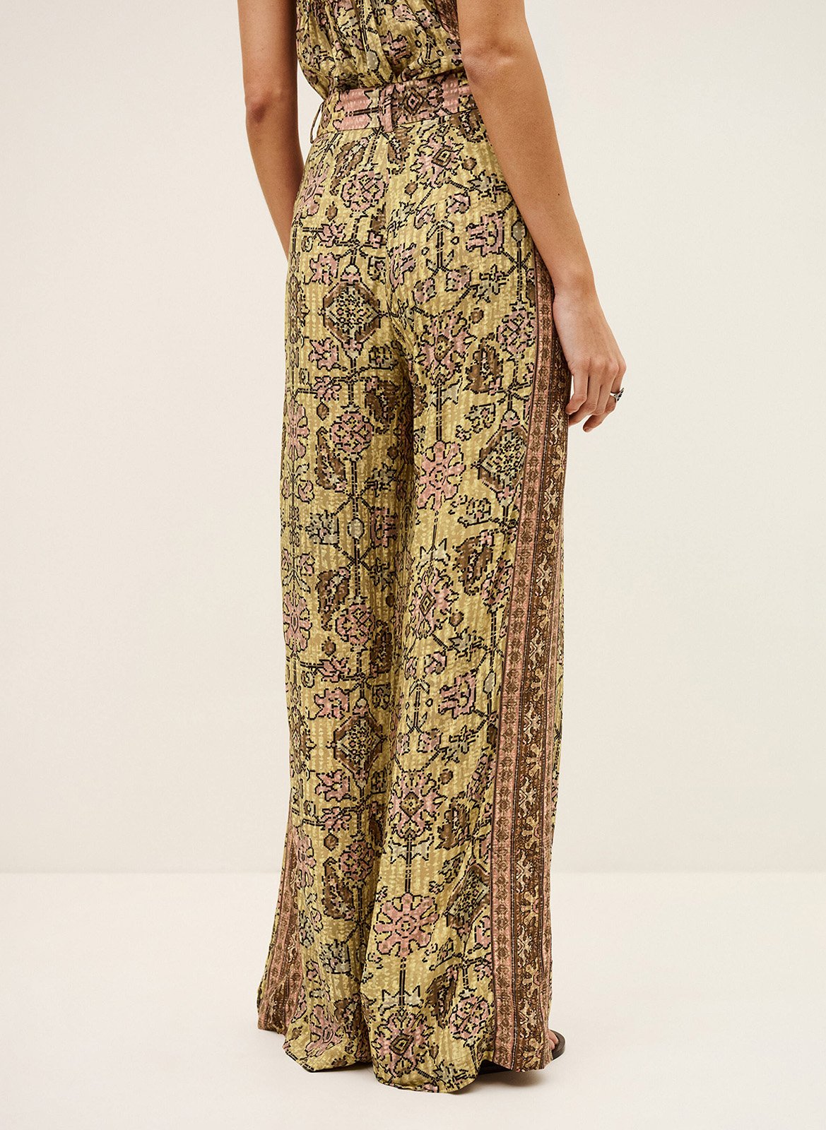 Pantalon large imprimé pali Jaune