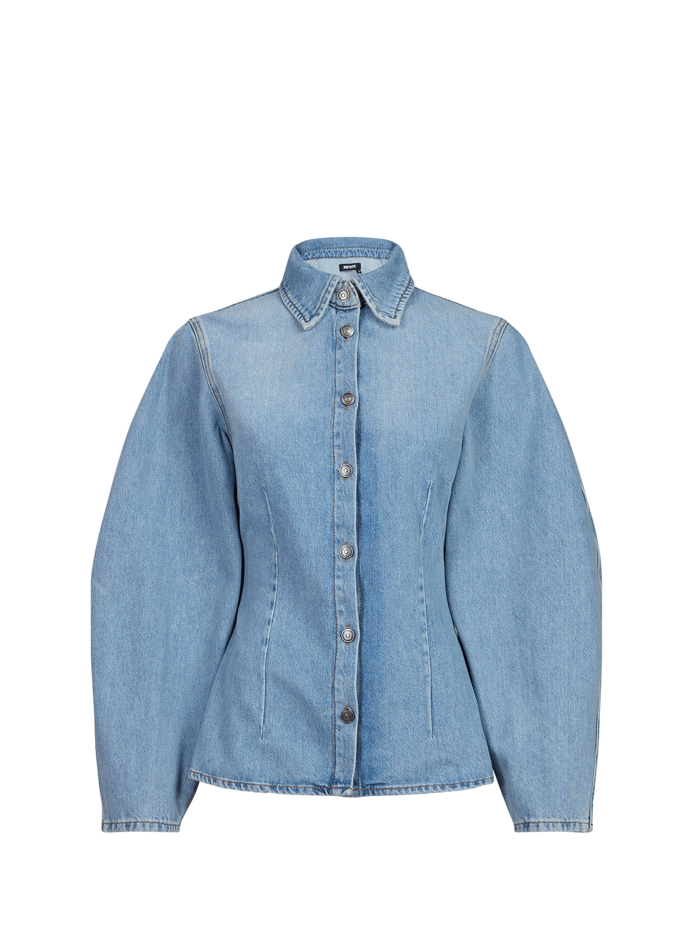 Camicia aderente in cotone ROTATE Blu