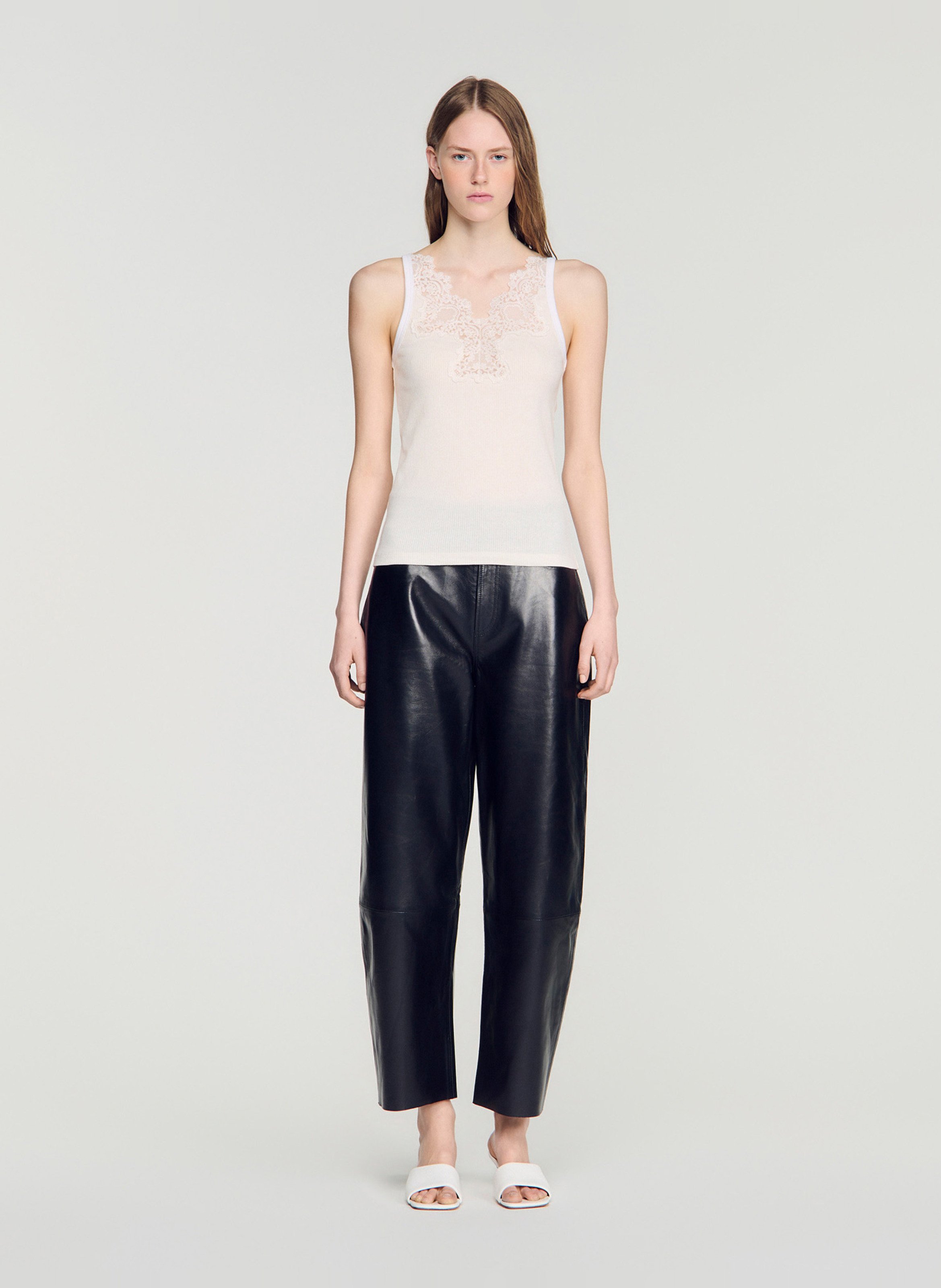 Top sans manches SANDRO Beige