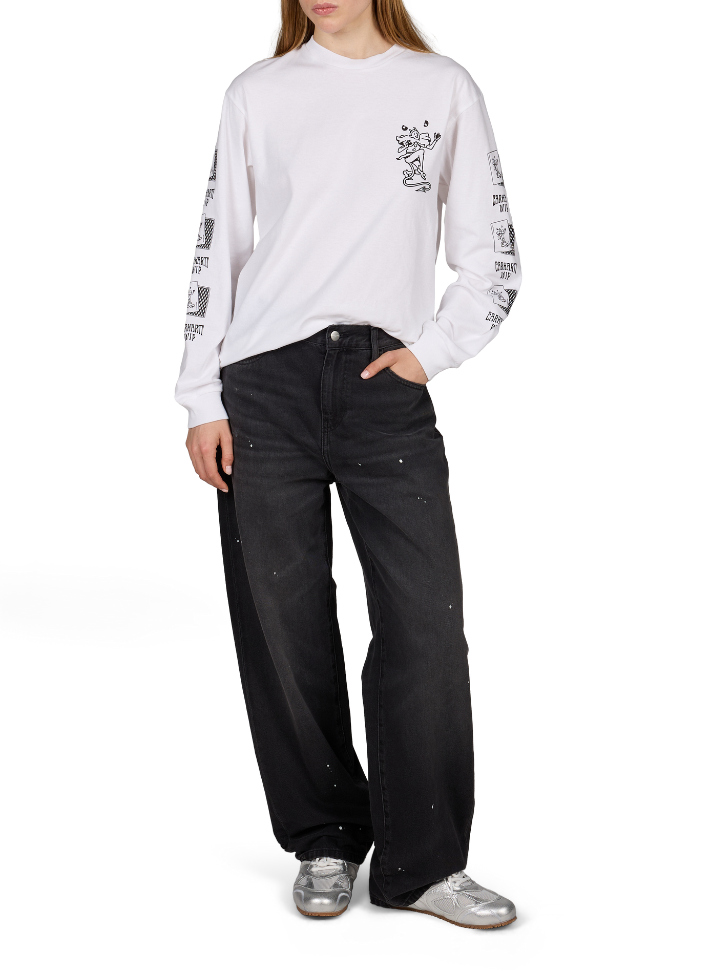Gerader bedruckter Rundhals-T-Shirt CARHARTT WIP Weiss