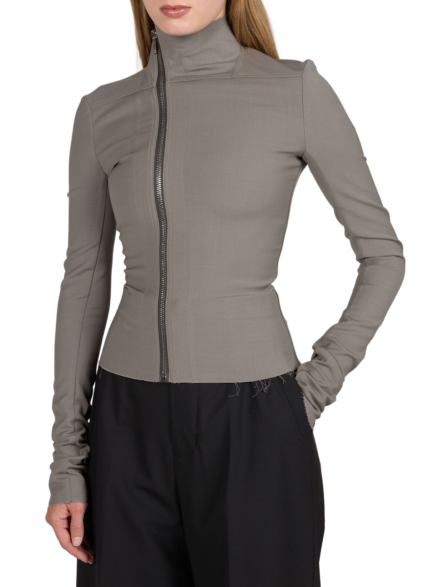 Asymmetrische Jacke mit Stehkragen aus Mischwolle RICK OWENS Grau