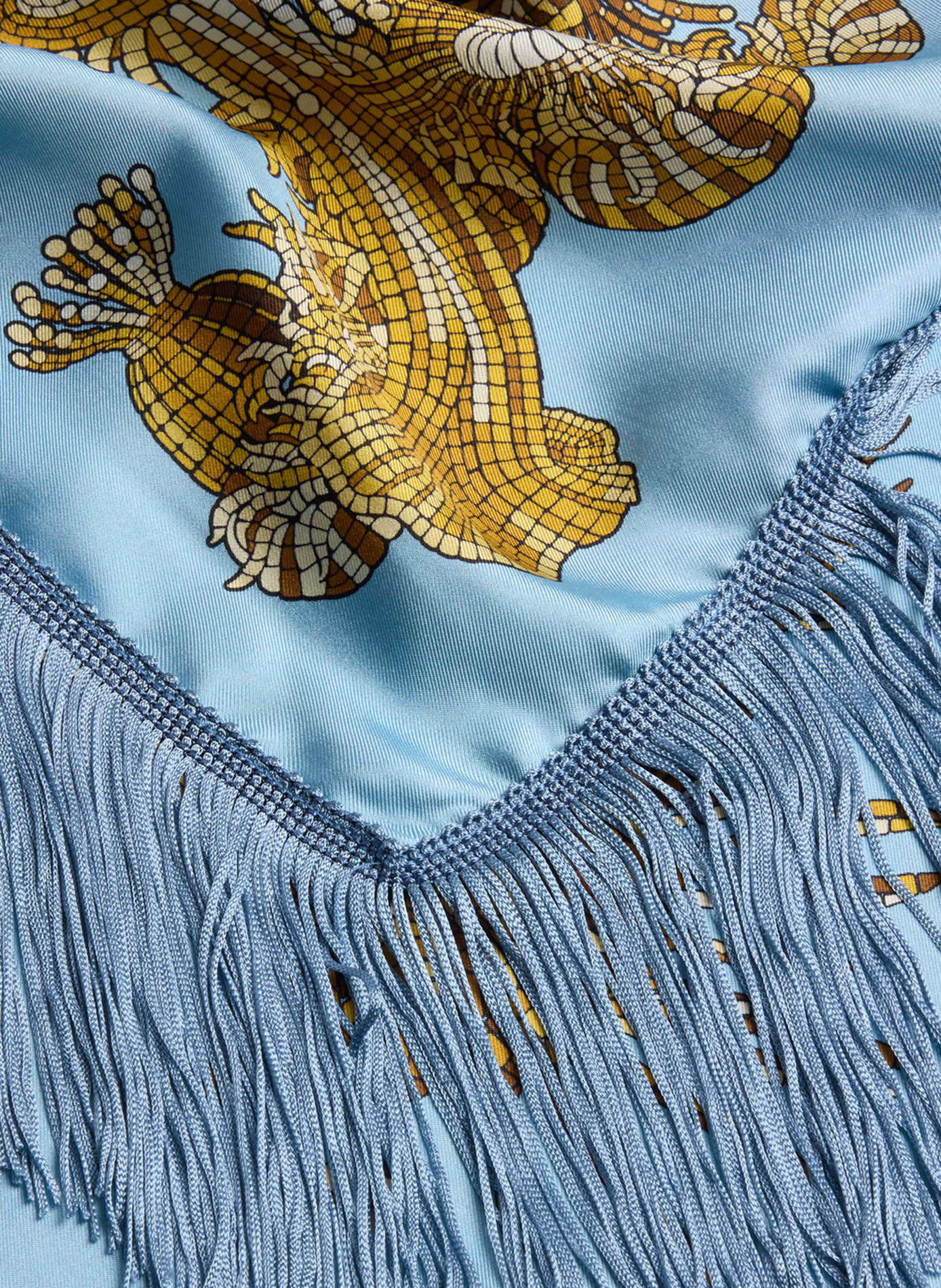 Echarpe à motif à franges en soie LA DOUBLEJ Bleu