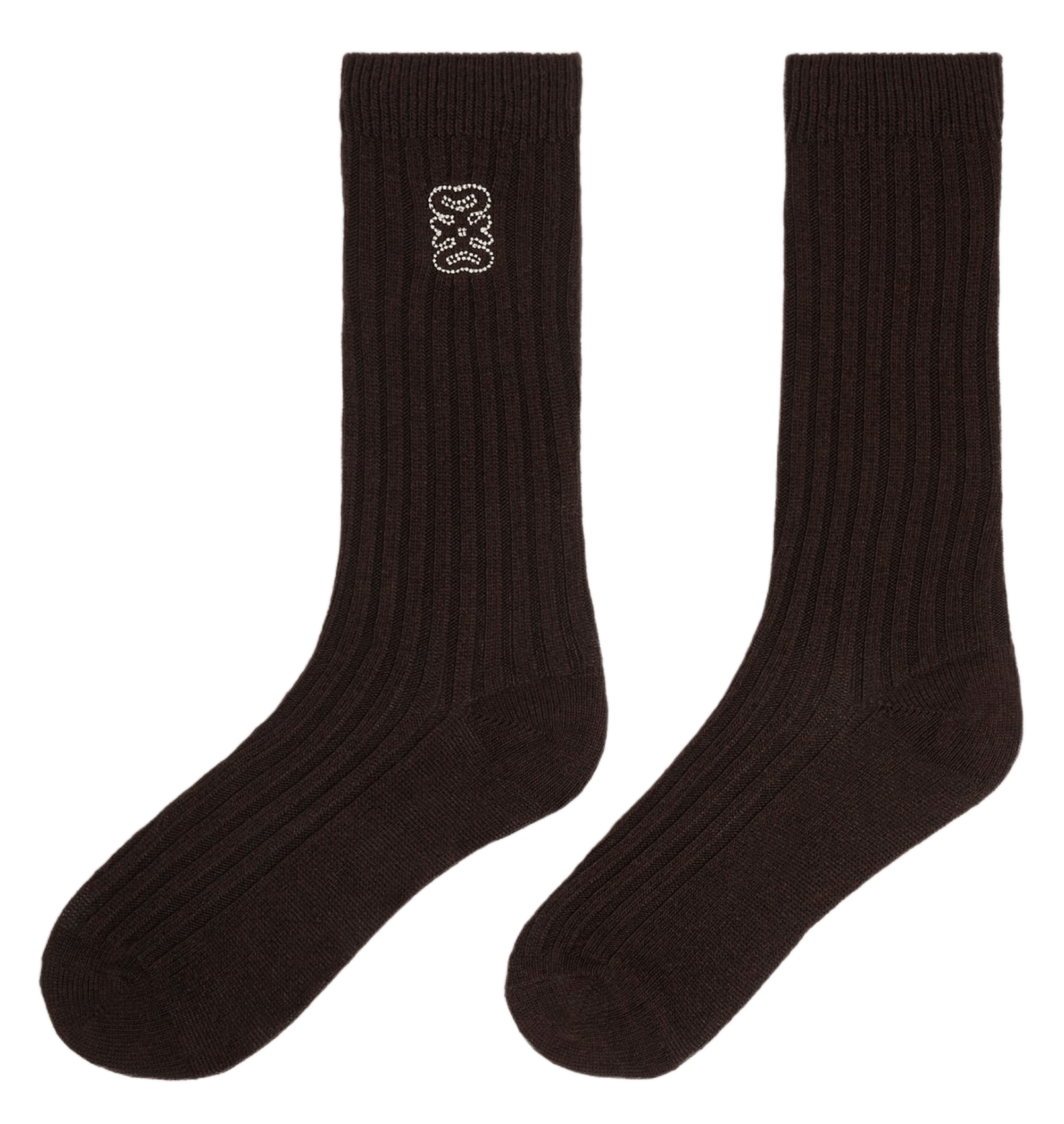 Chaussettes hautes côtelées à logo SANDRO Marron