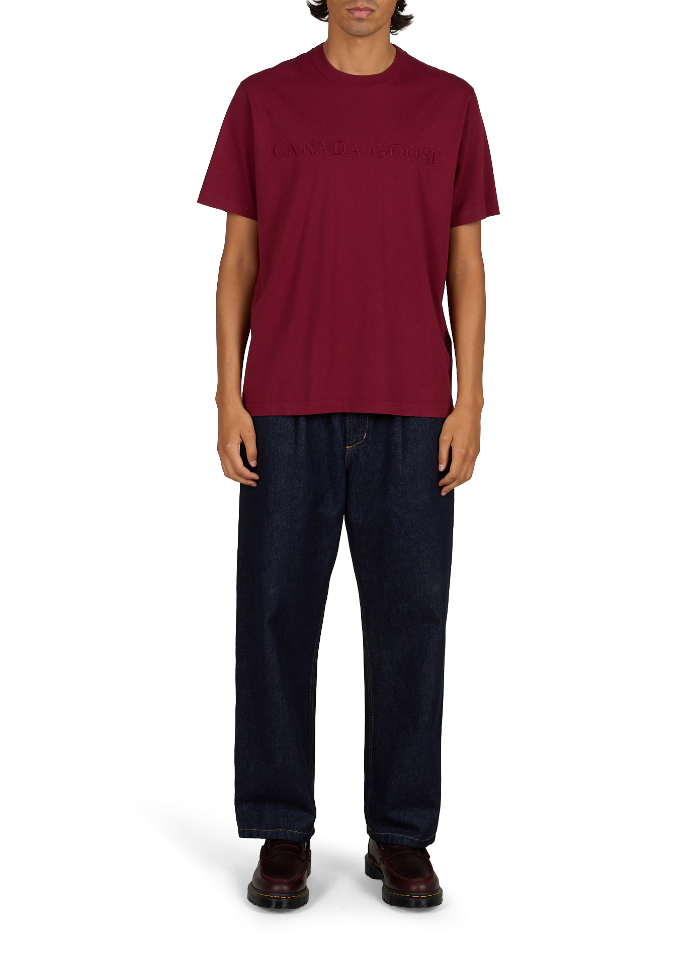 Weites T-Shirt mit besticktem Logo aus Baumwolle CANADA GOOSE Rot