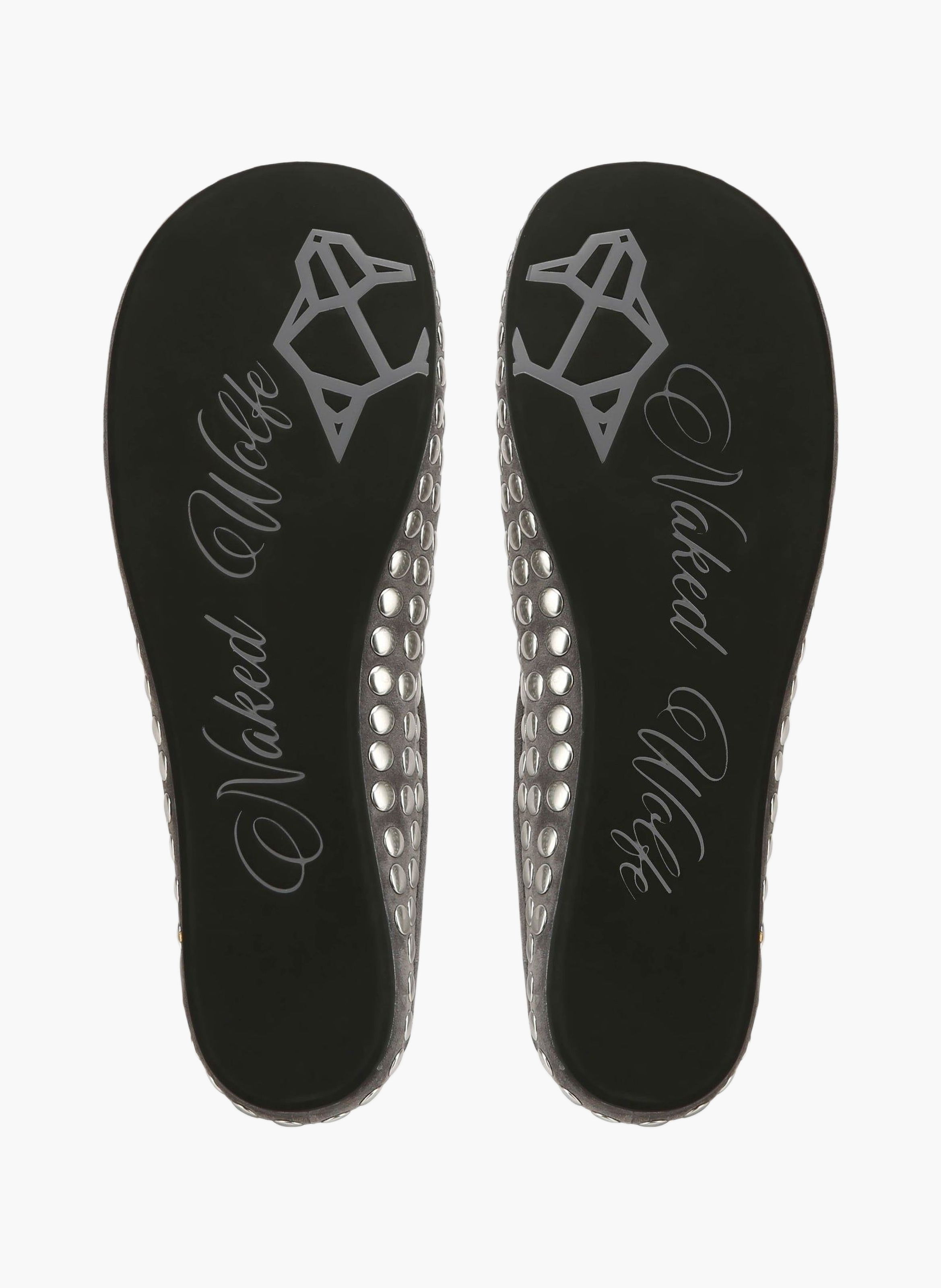 Pippa ballerina's van suède met studs NAKED WOLFE Grijs