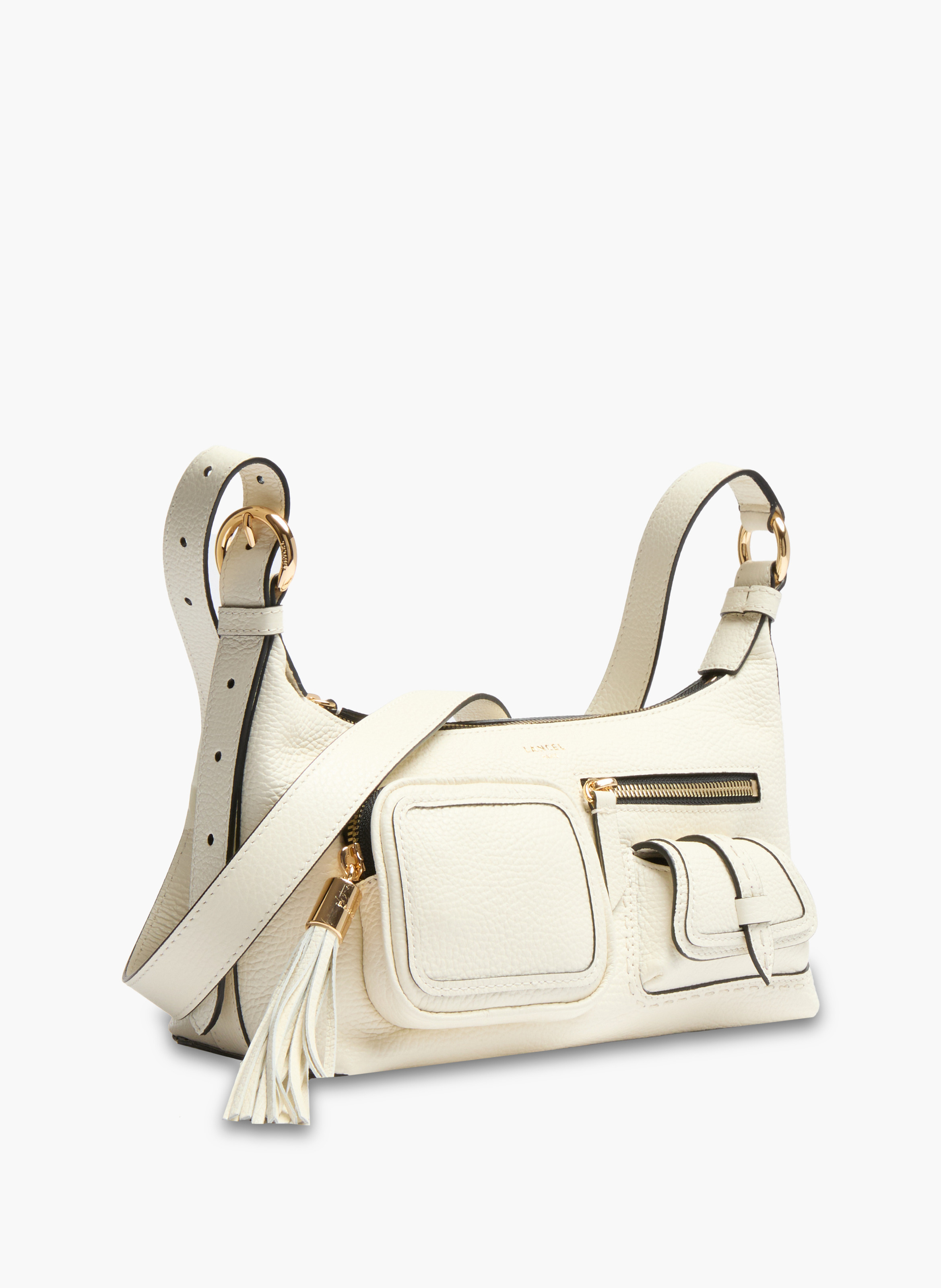 Sac porté croisé zippé multipoches s premier flirt de lancel en cuir LANCEL Blanc