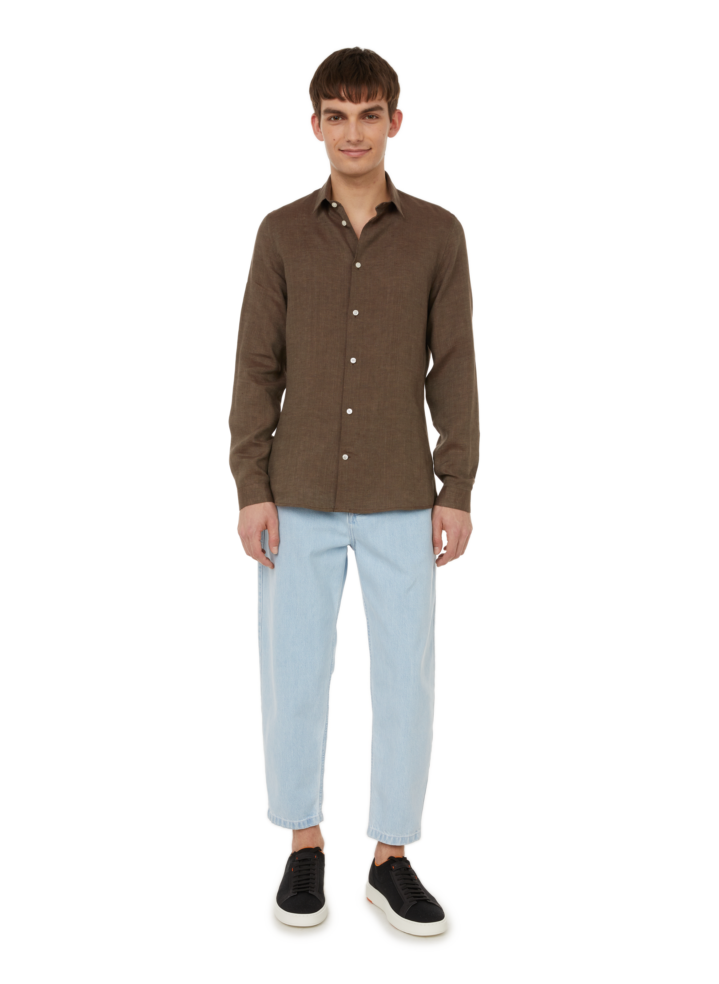 Chemise chinée en lin AU PRINTEMPS PARIS Marron