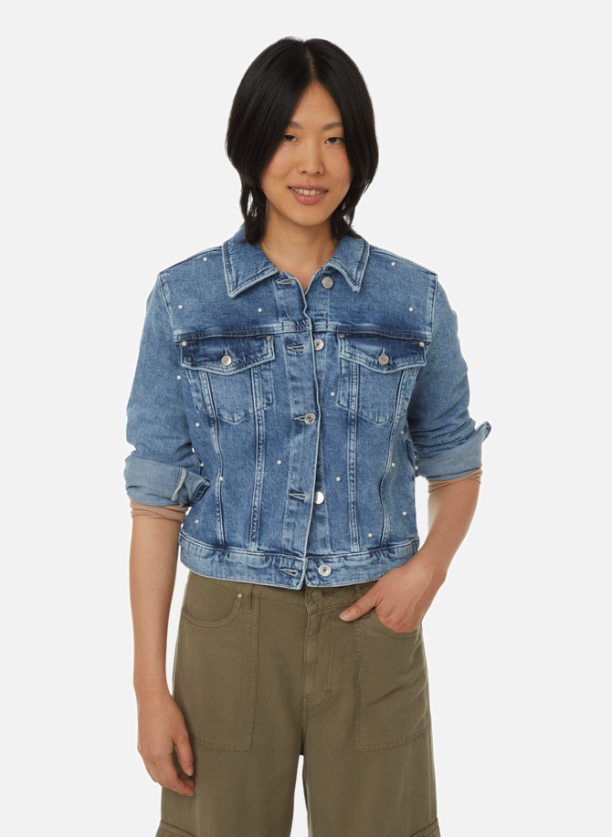Denim jacket with pearl details  GUESS