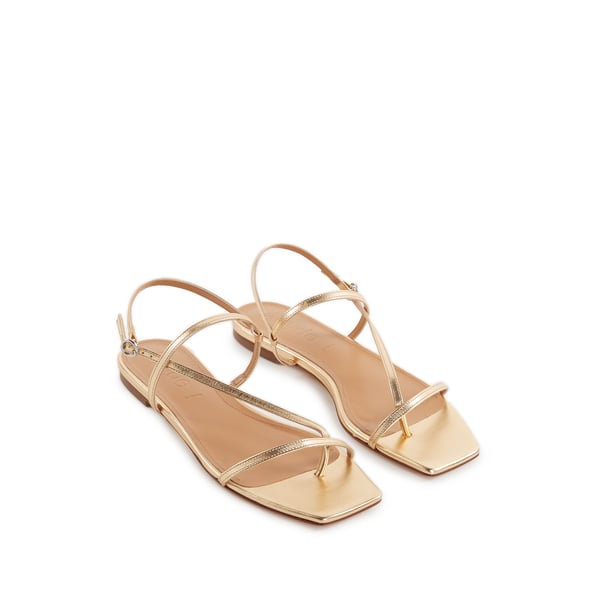 Aeyde Ella Nappa Leather Laminated Sandals Laminated Gold
