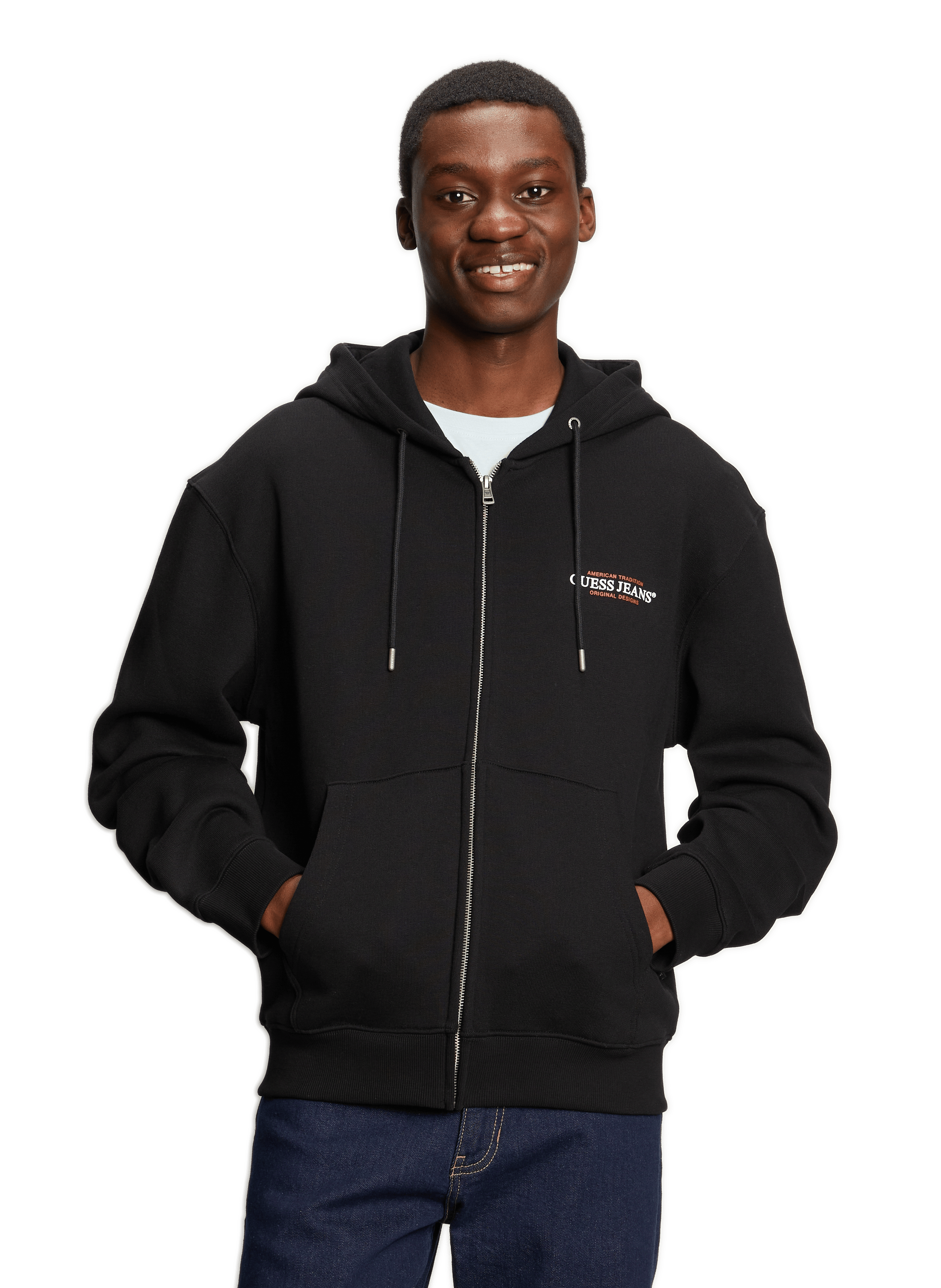 Hoodie zippé en coton  GUESS Noir