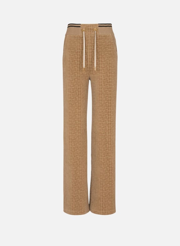 Jogging en velours monogramme pb labyrinthe Beige by BALMAIN BALMAIN Jogging en velours monogramme pb labyrinthe Beige