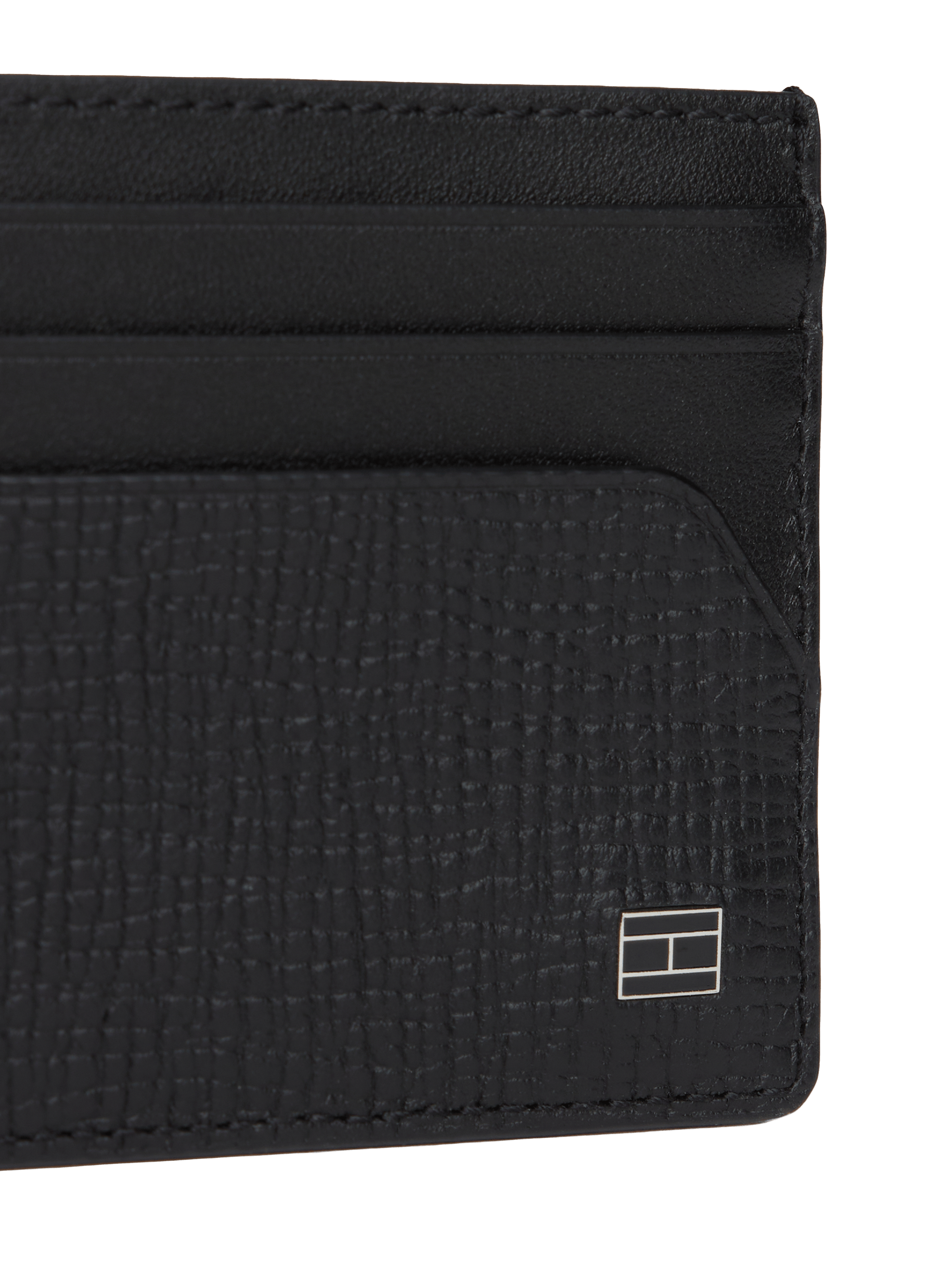 Grained cow leather card holder TOMMY HILFIGER Black