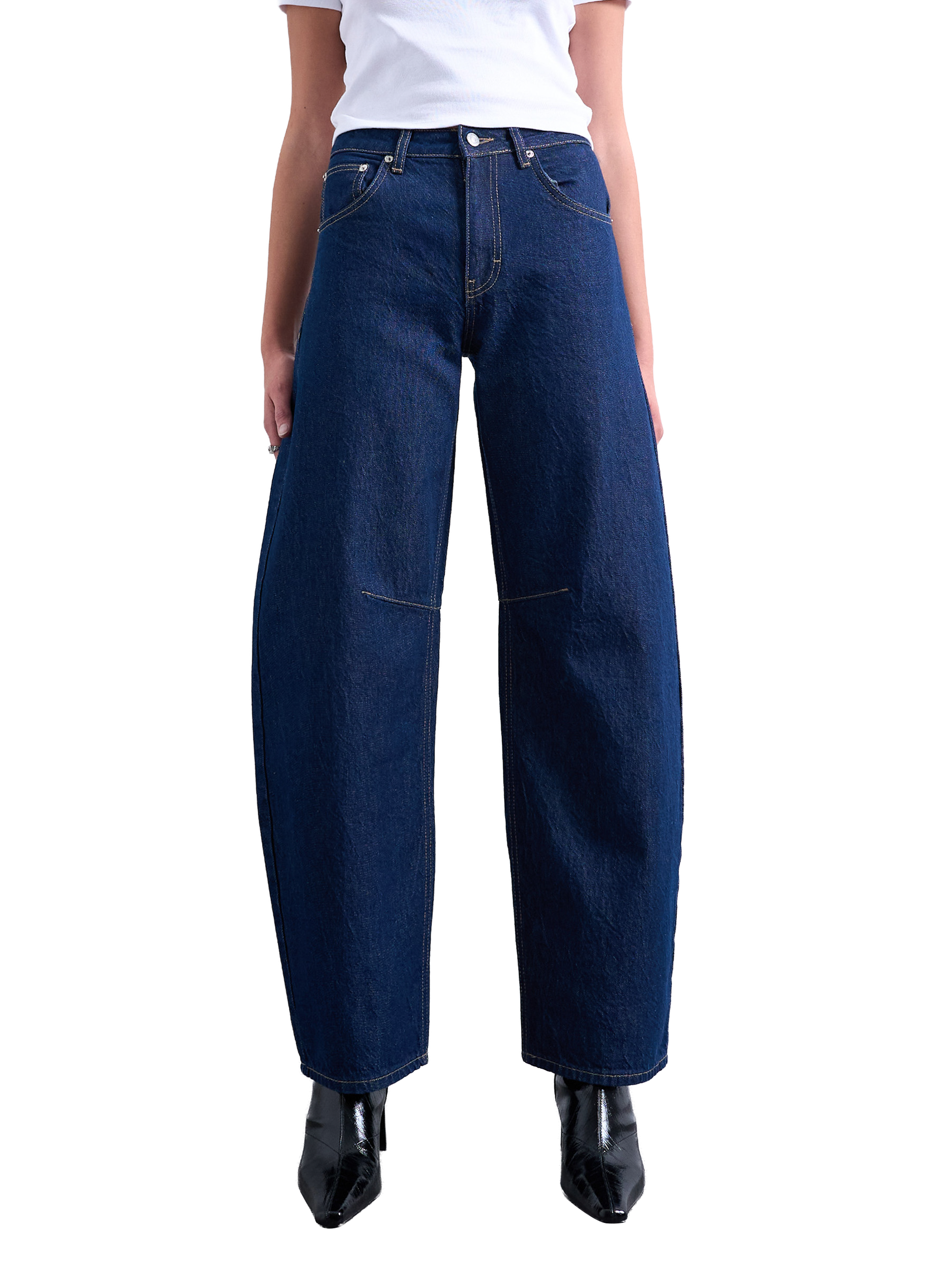 TOPSHOP Jean large en coton Bleu