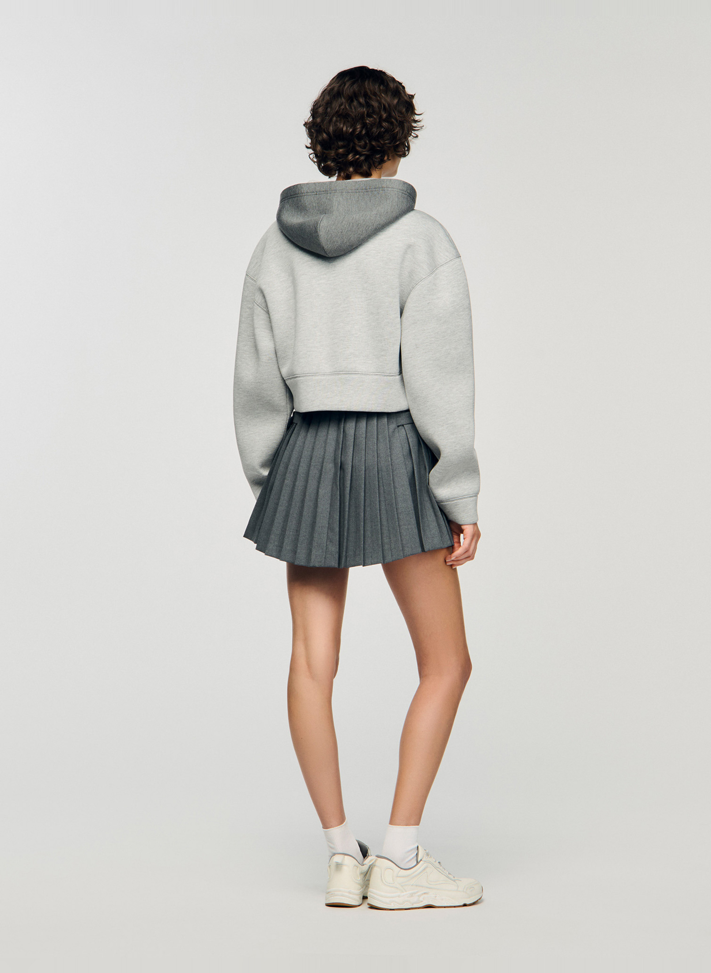 Sweat court zippé à capuche SANDRO Gris