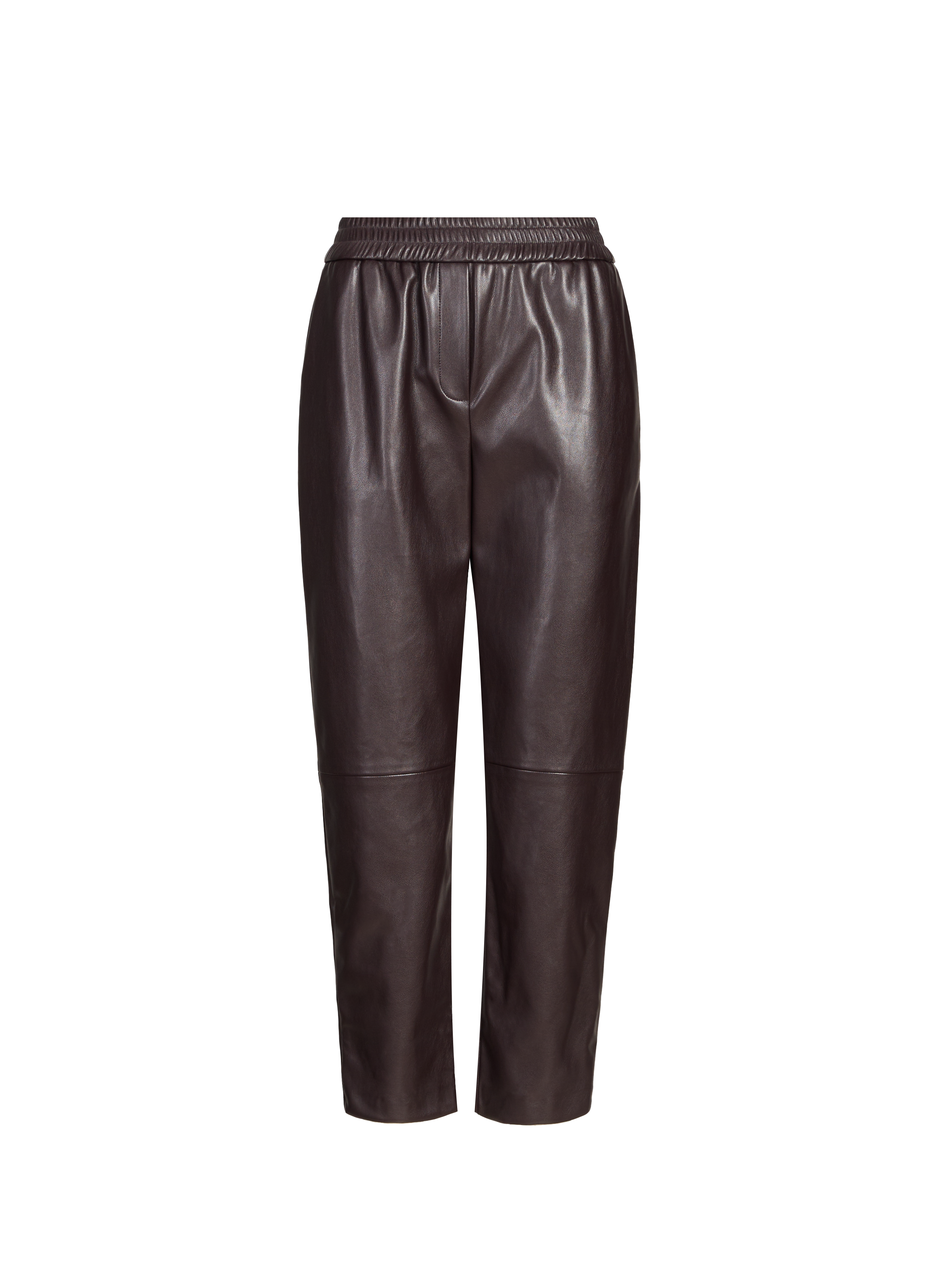 SUNCOO Pantalon droit aspect cuir Rouge